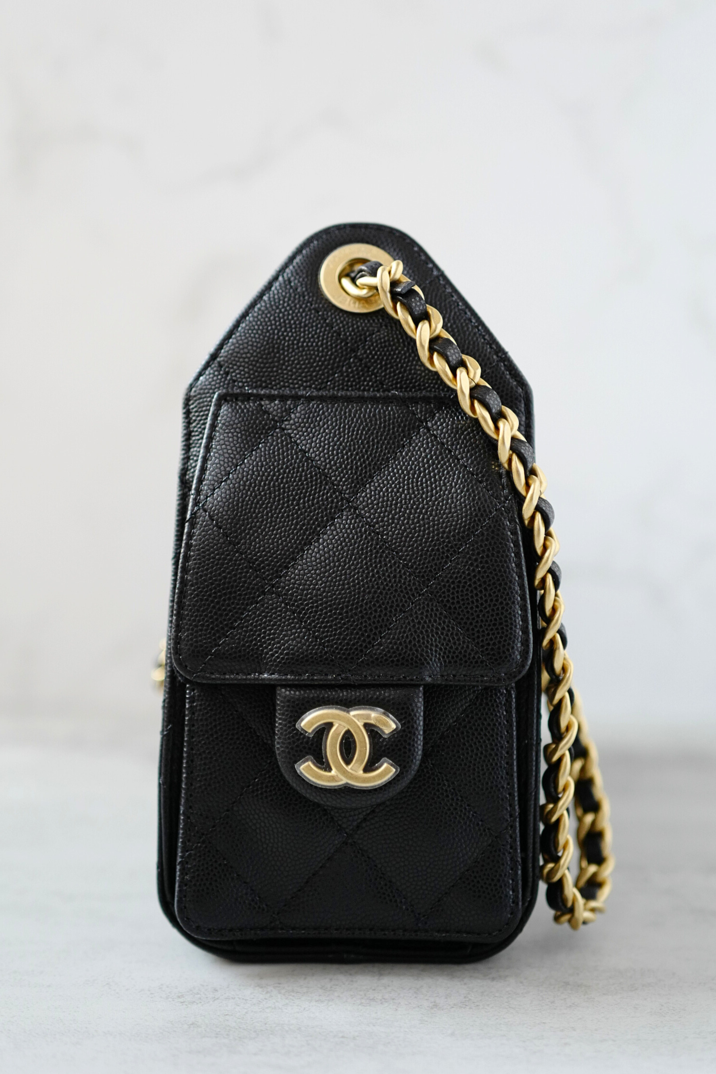 BNIB Chanel 26C Mini Hobo Bag Black Grained Calfskin with Gold Hardware