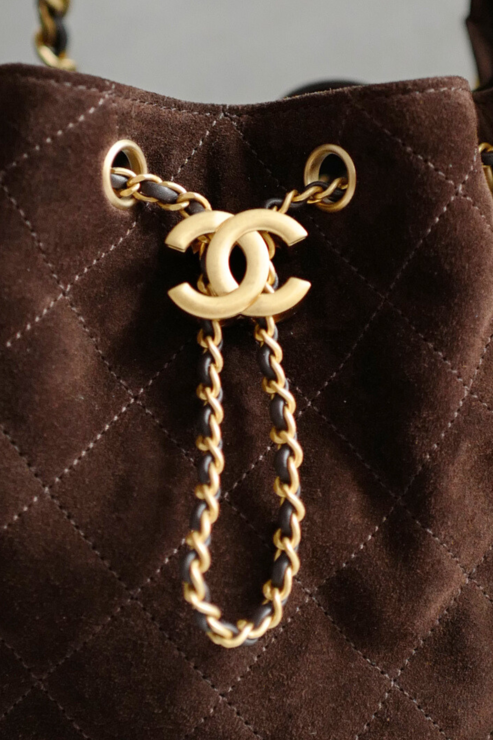 BNIB Chanel 26C Small Hobo Bag Dark Brown Suede with Gold Hardware