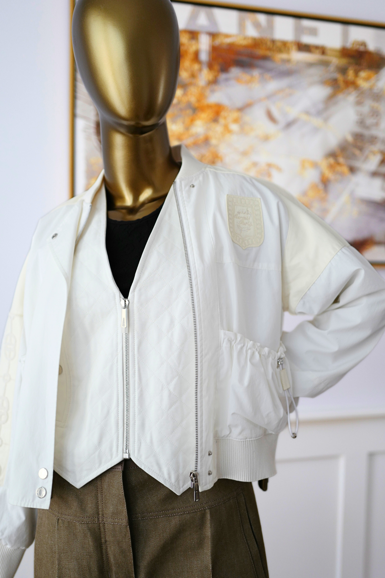 New Hermès Quilted Sleeveless Waistcoat Vest Blanc Naturel White Size 34