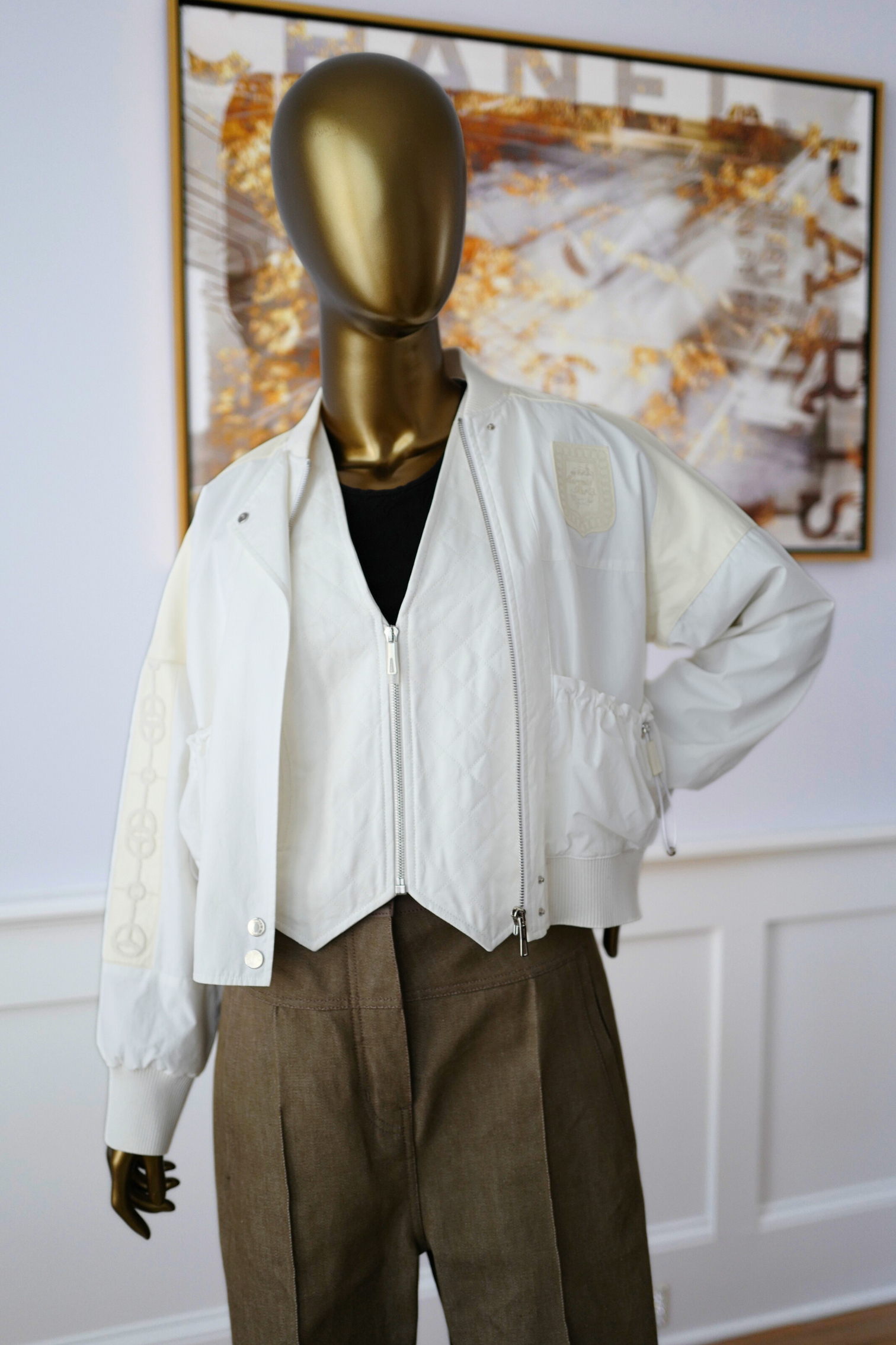 New Hermès Quilted Sleeveless Waistcoat Vest Blanc Naturel White Size 34