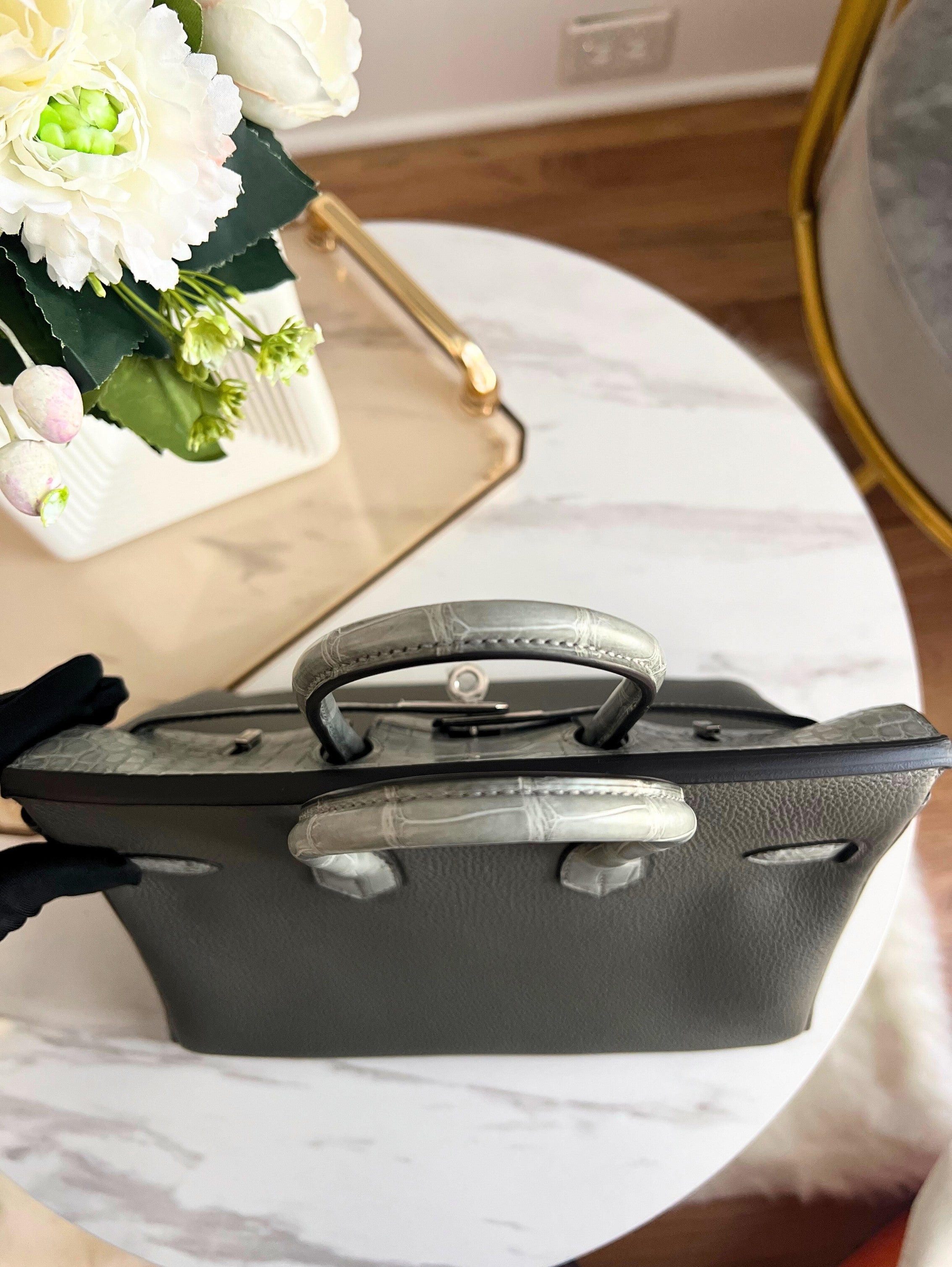 NEW Hermes Birkin 25 Touch Gris Meyer Palladium Hardware B Stamp 2023