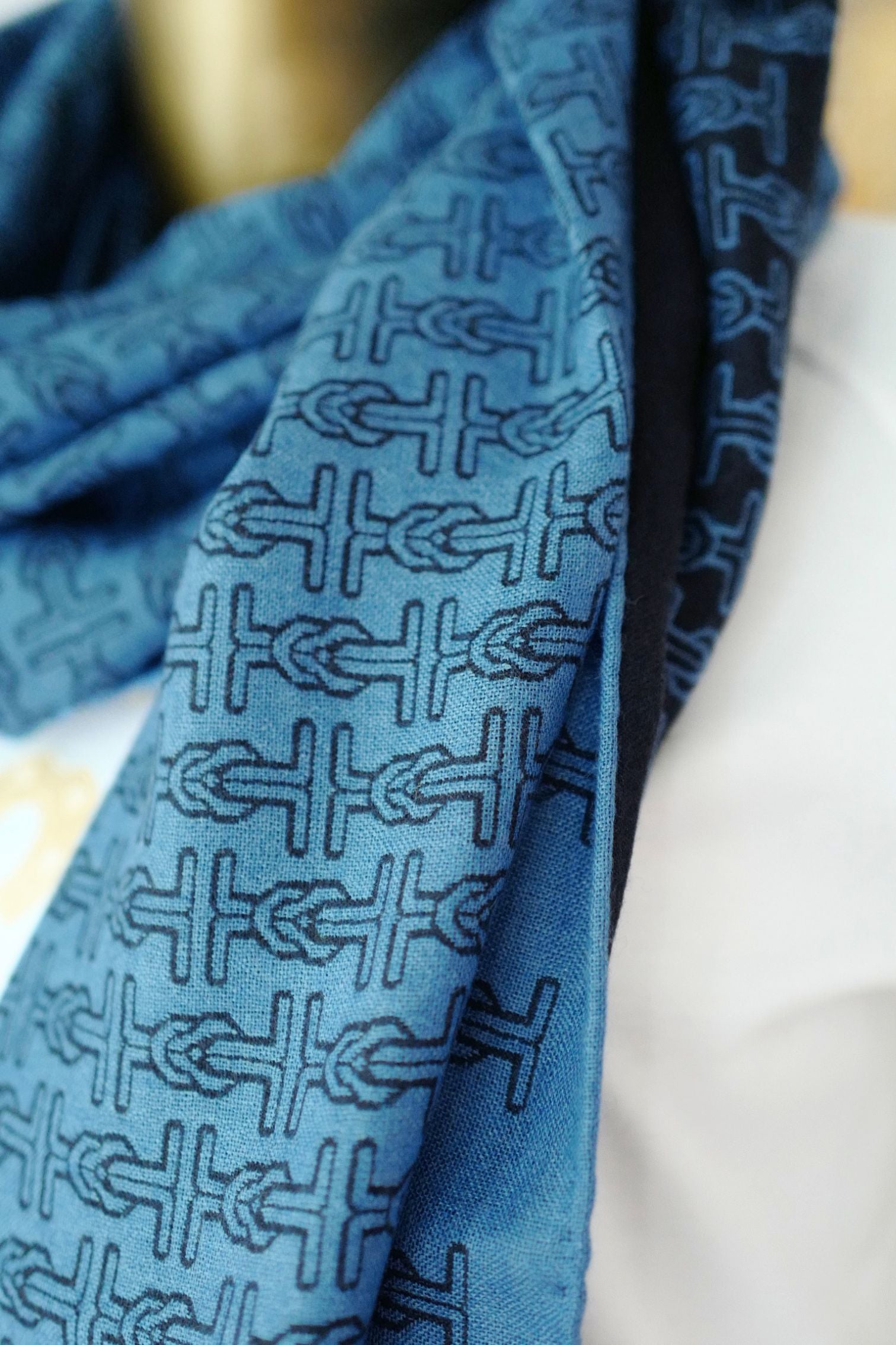 Hermès H Marin Reversible Scarf Cashmere Silk Marine / Bleu Océan