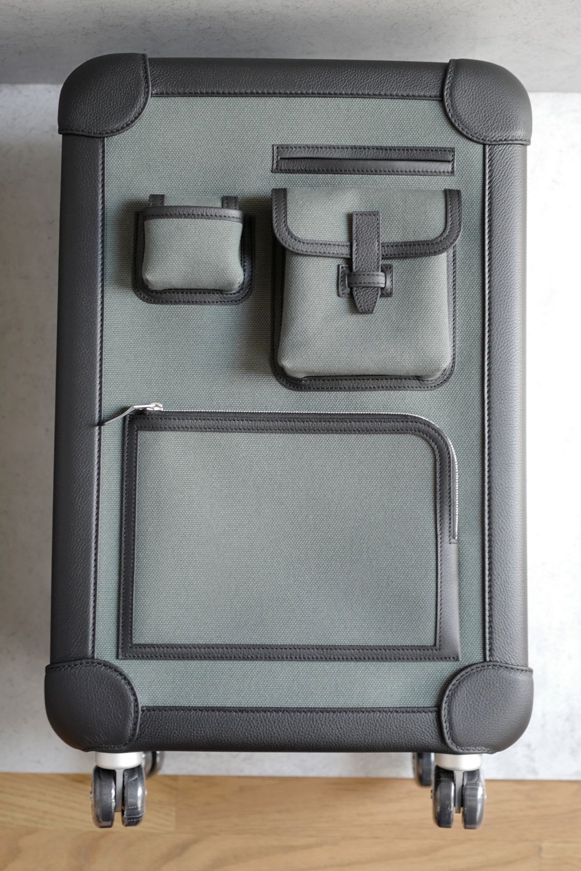 Hermès Valise R.M.S III Cabine Cargo Toile Goéland/Régate Vert Mangrove/Noir