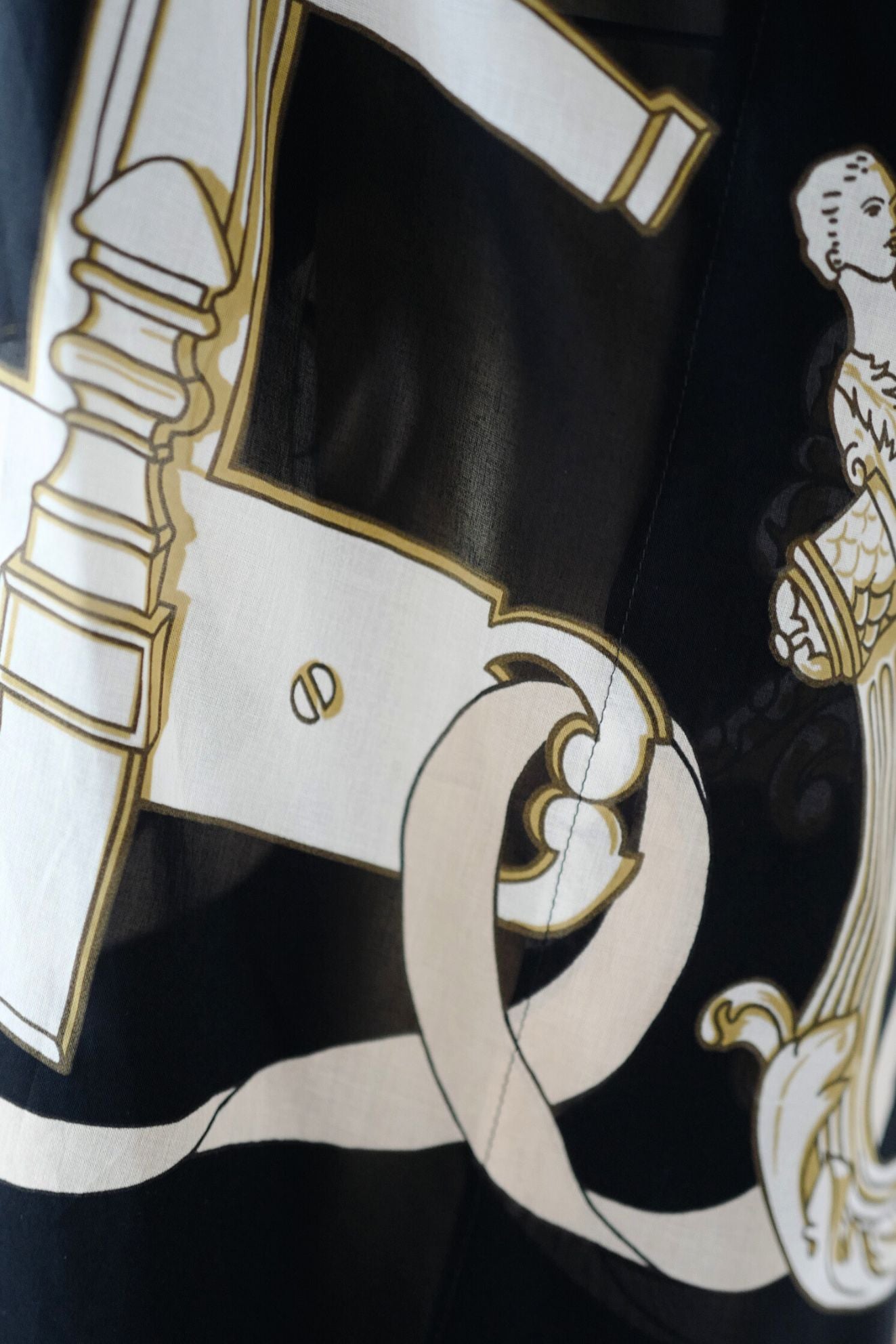 Hermès Woman Beach Caftan "Ferronnerie Remix" in Noir Cotton Voile One Size