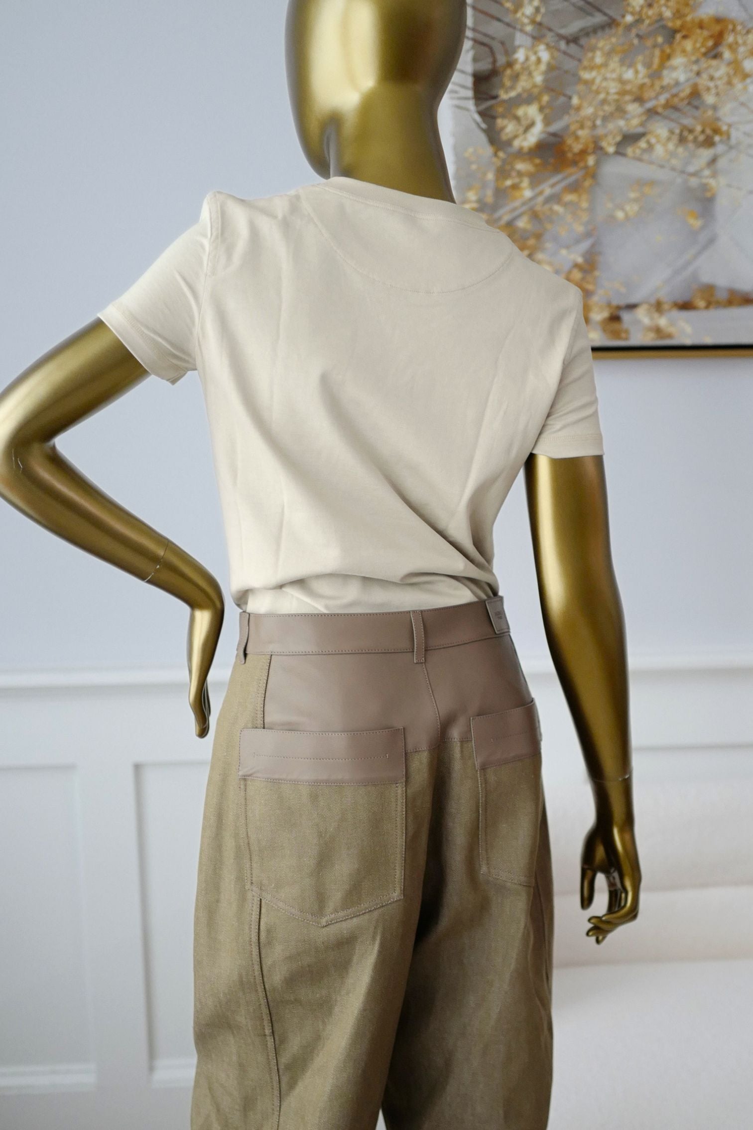 Hermès Embroidered Pocket T-shirt Beige Pierre D'Istrie Cotton Size 34