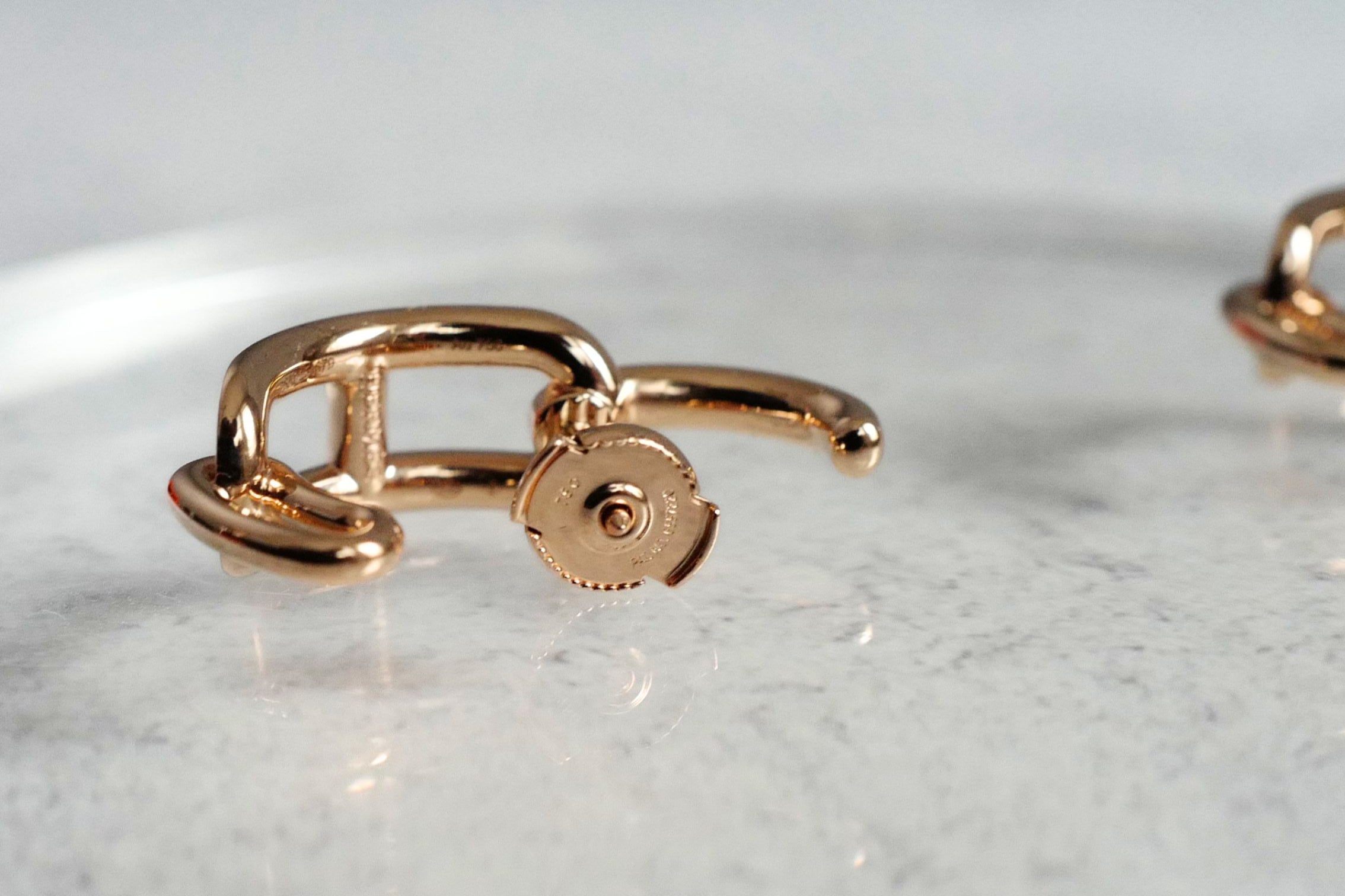Hermès Adage Earrings 18K Rose Gold 62 Diamond Pavé