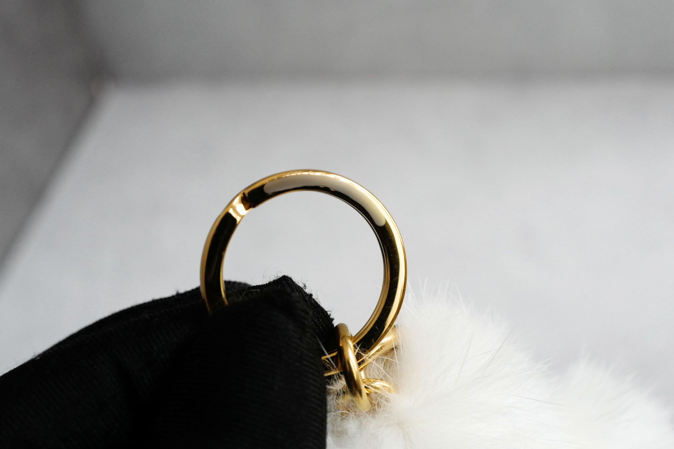 Louis Vuitton Vivienne Fur Key Holder White Mink Fur Leather Gold Hardware
