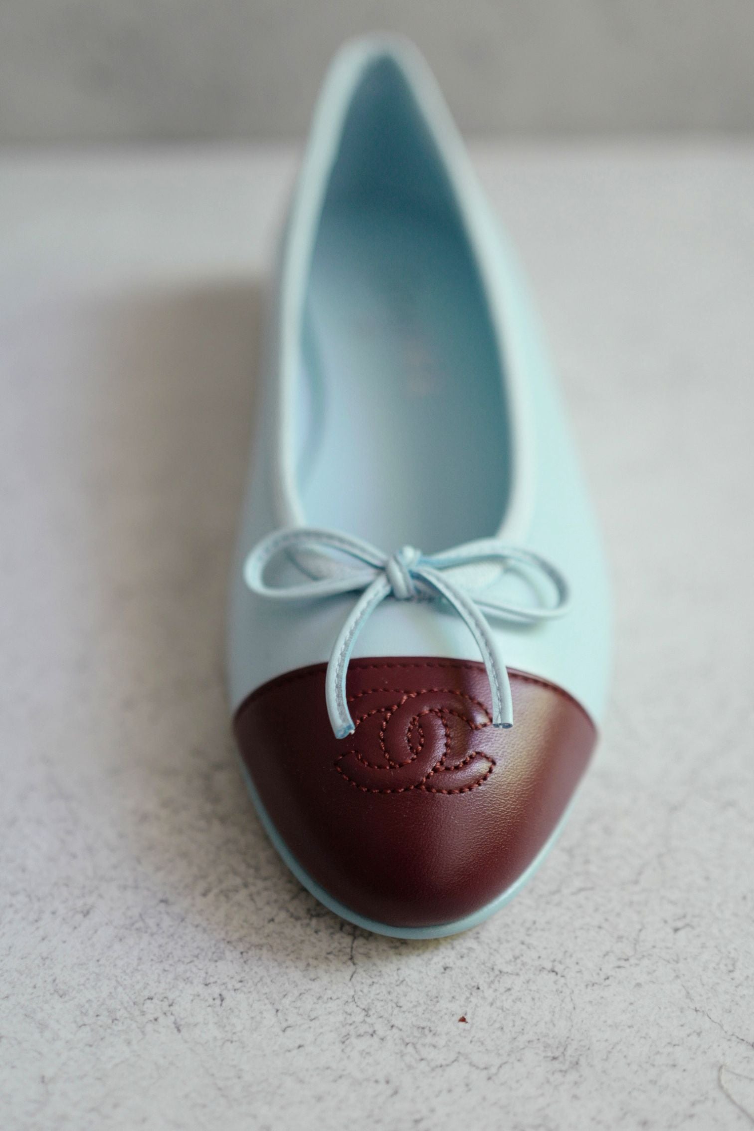 Chanel 26S Matthieu Blazy's Ballet Flats Burgundy Blue Lambskin Size 37