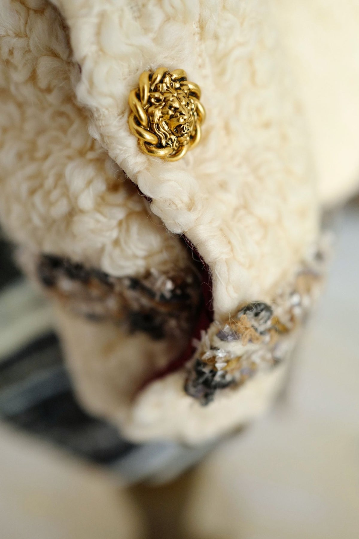 NEW Chanel 26K Oversized Jacket Wool String with Silk Lining Beige Size 36