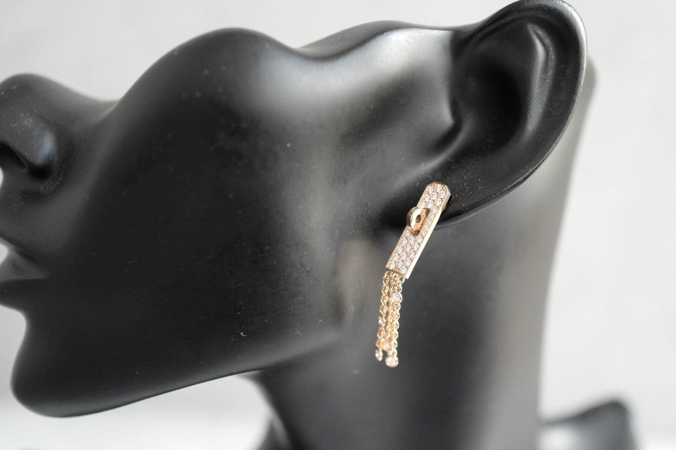 Hermès Kelly Gavroche Earrings 18K Rose Gold Diamond Small Model