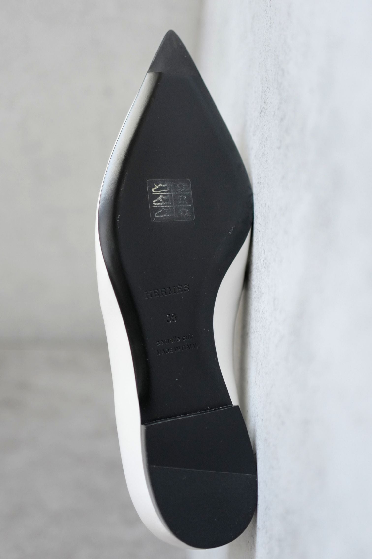 Hermès Kelly Ballet Flats Gris Clair Calfskin Leather Size 38