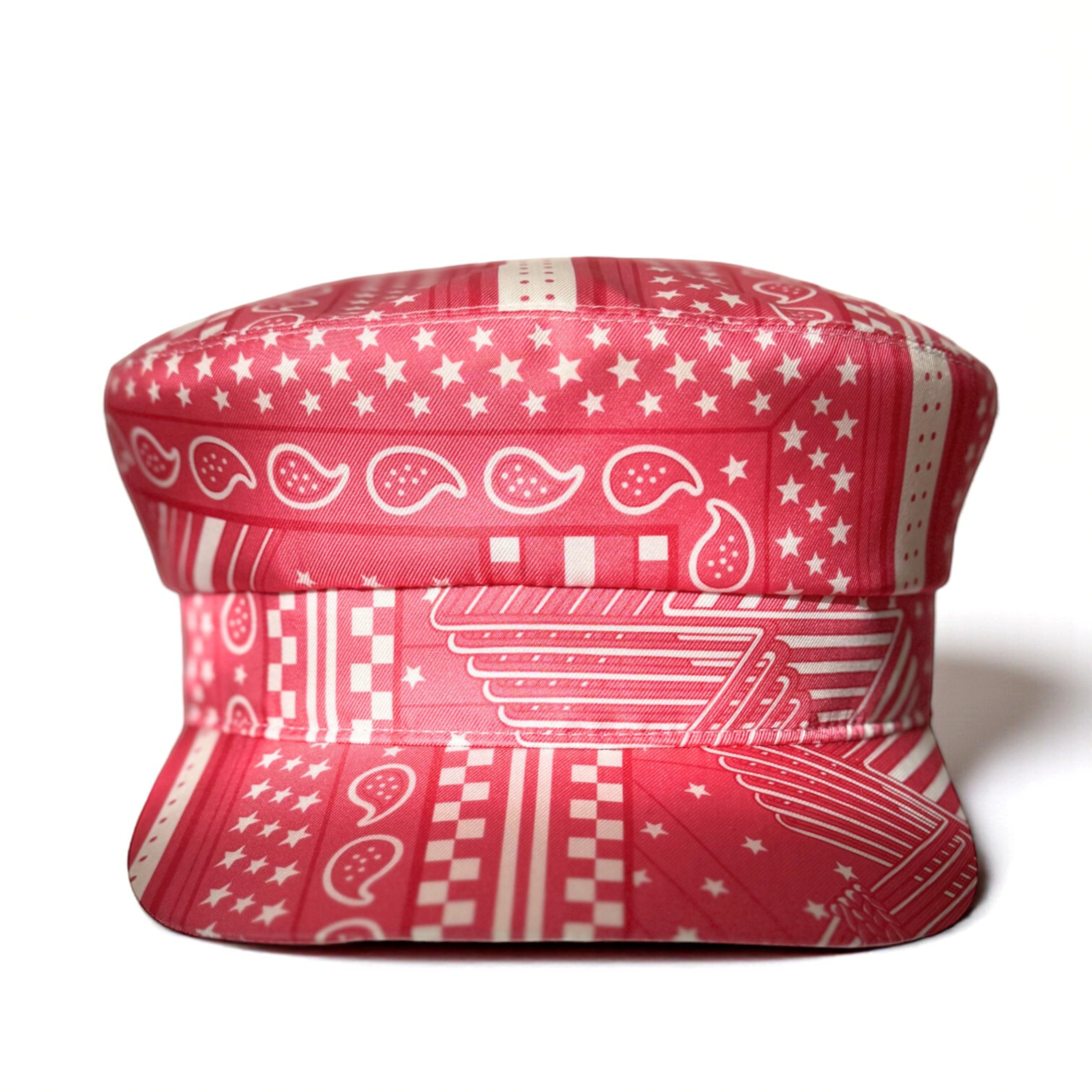 NEW Hermes Women's Deauville Hat Zigzag Printed Silk in Rose Azalea 57