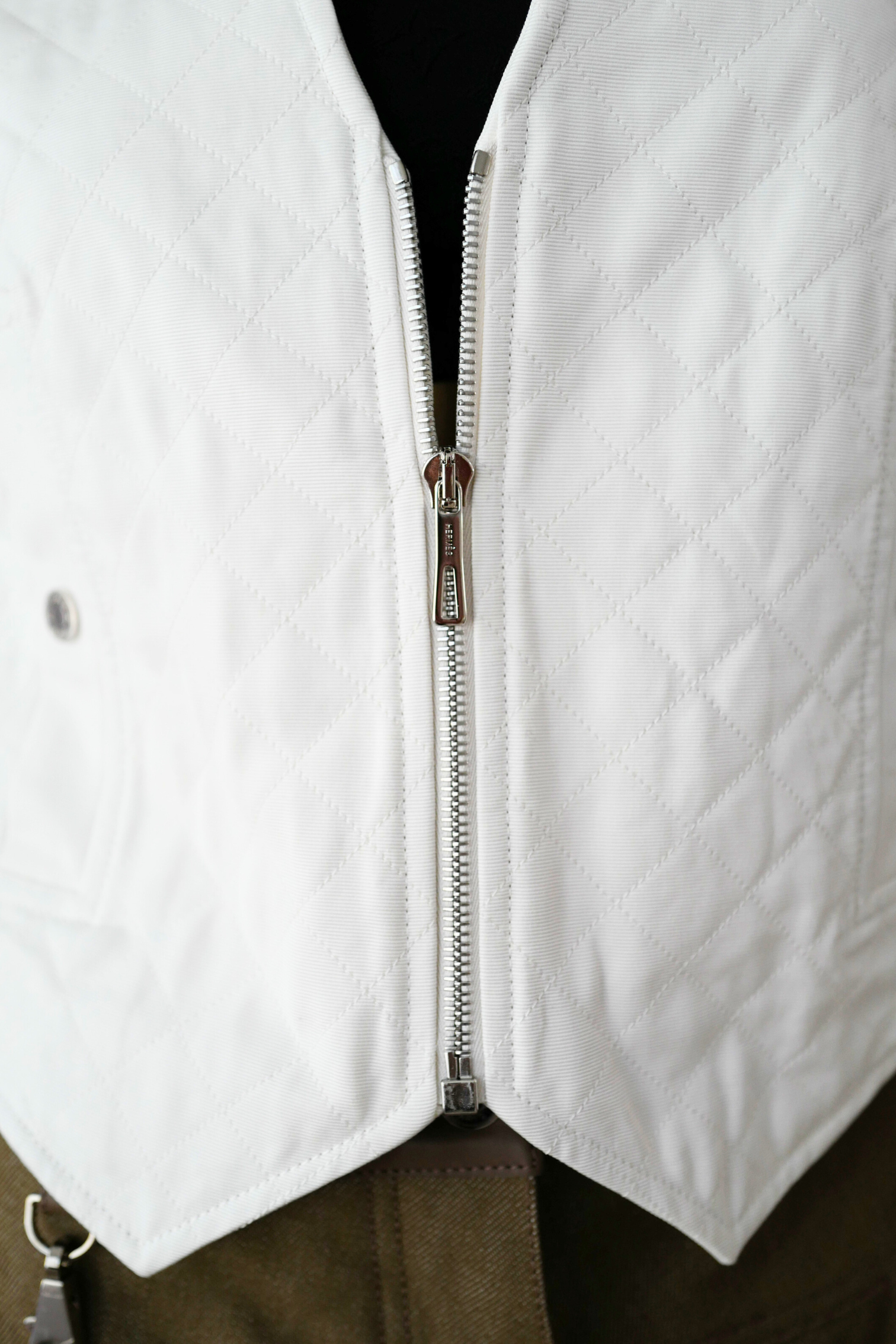 New Hermès Quilted Sleeveless Waistcoat Vest Blanc Naturel White Size 34