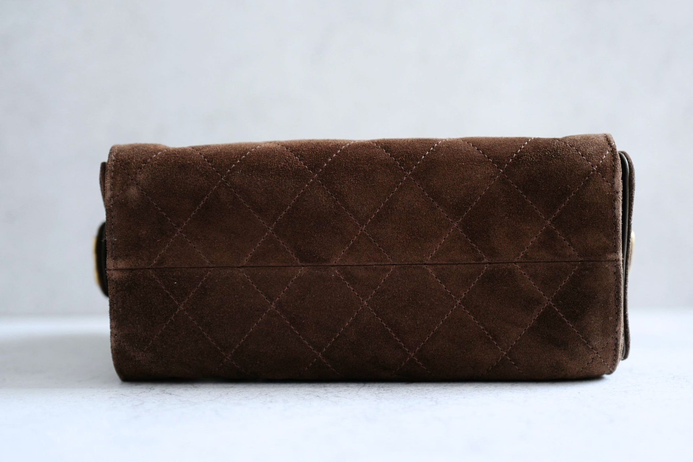 Chanel 26C Mini Hobo Shoulder Bag Dark Brown Suede Calfskin Gold Hardware