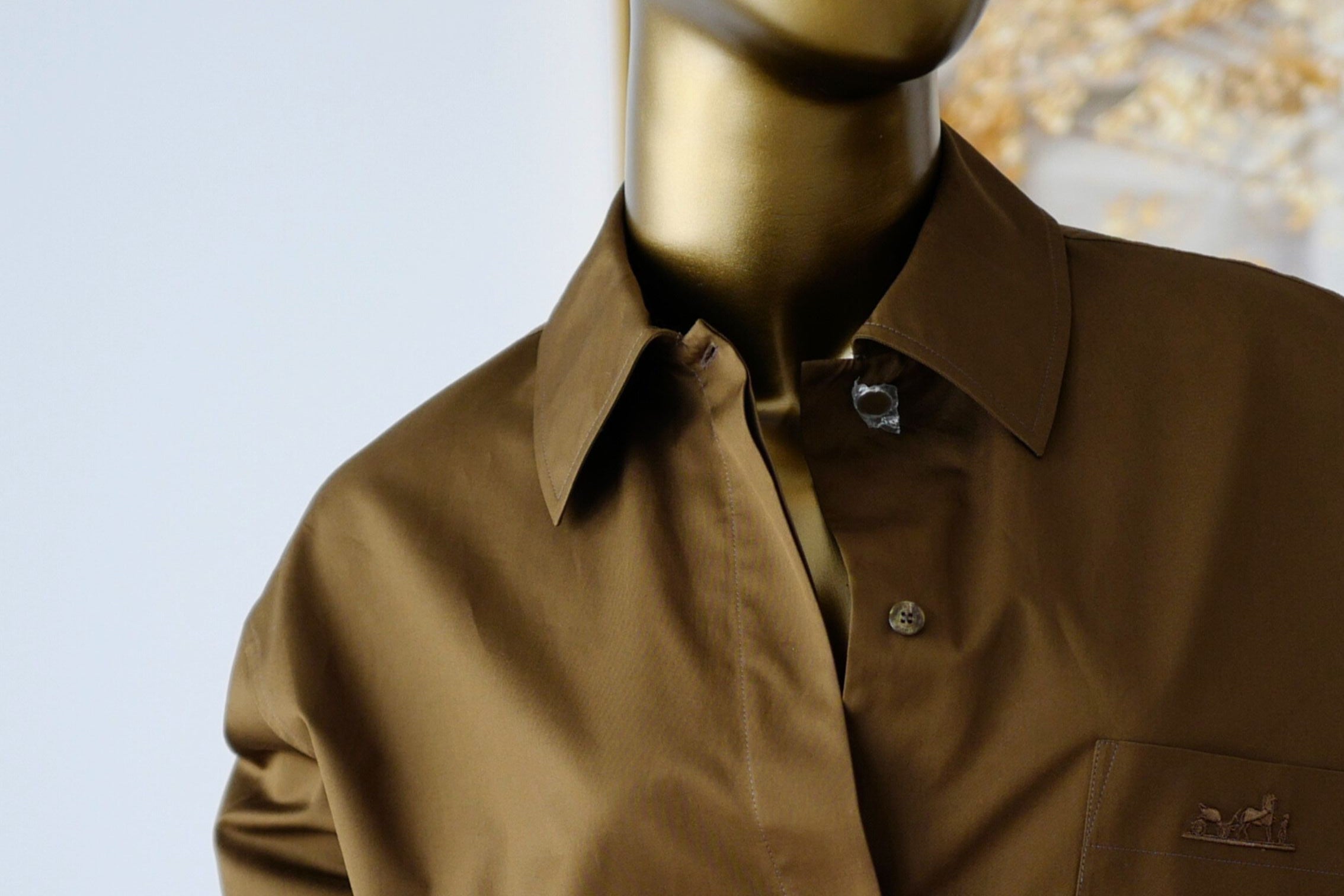 Hermès Women Shirt Marron Muschio Cotton Twill Size 36