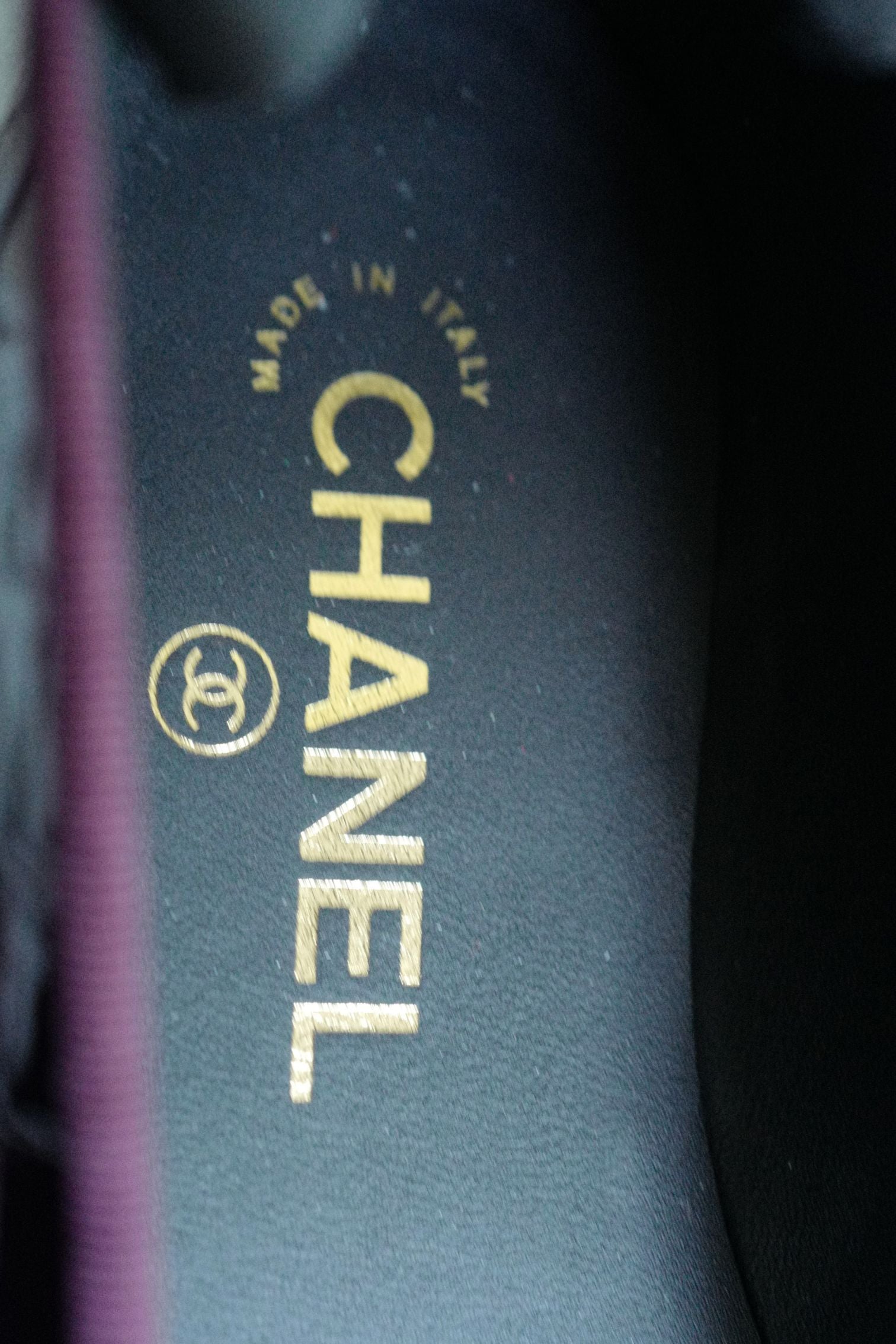Chanel 26A Ballet Flats Croc Embossed Patent Calfskin Burgundy Black Size 37