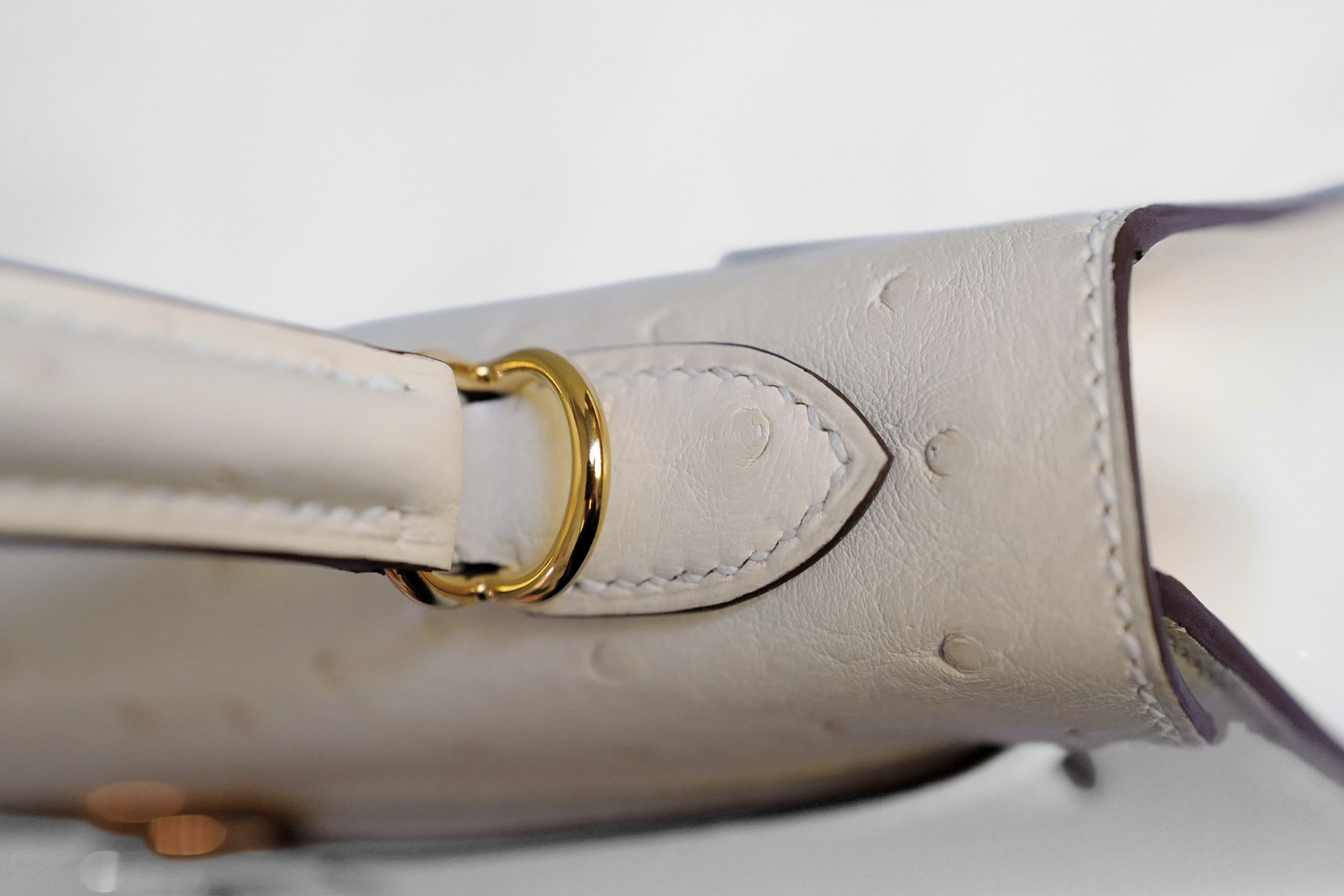 Hermès Kelly II 25 Nata Ostrich Sellier Boréale Gold Hardware G Stamp 2026