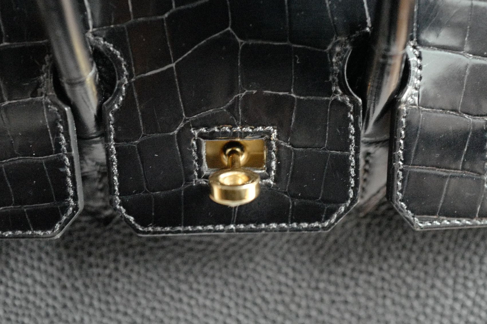 Hermes Birkin 25 touch shiny niloticus in noir/black gold hw Complete with Receipt