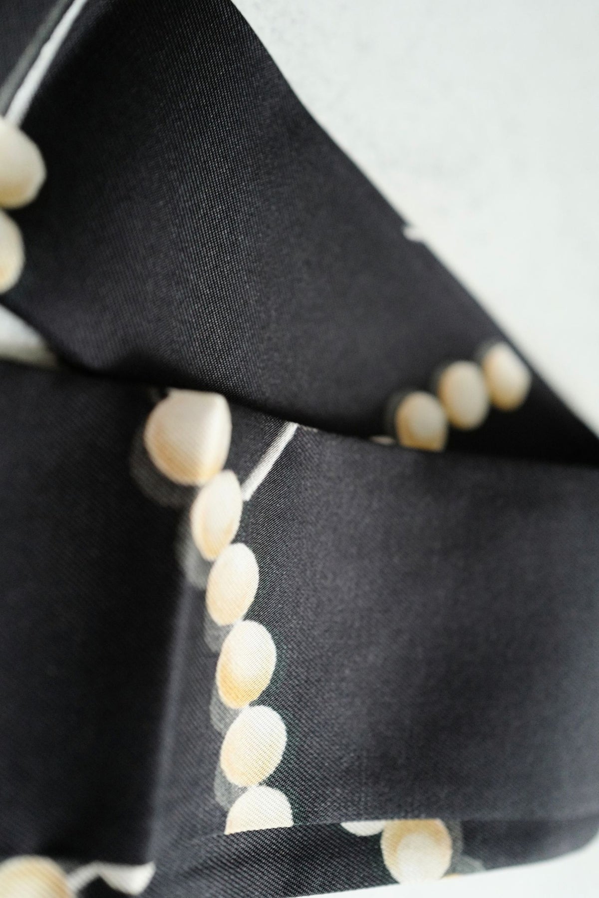 Chanel 26K Matthieu Blazy's Slim Bandeau Silk Twill Black/Ecru/Gray Pearl Accents