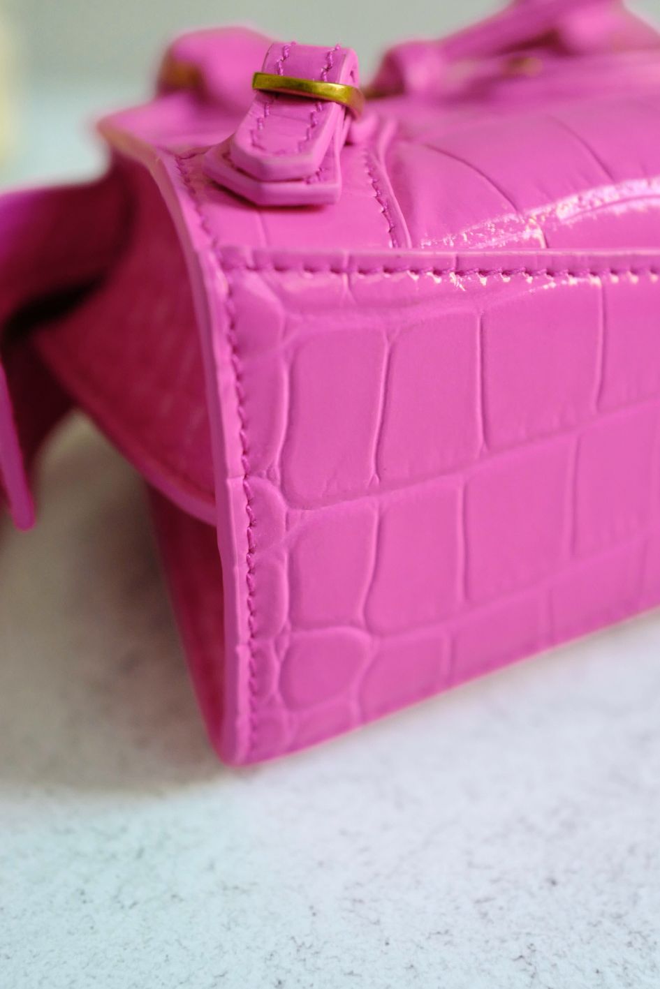 Balenciaga Neo Classic Nano Size In Bright Pink Croco Leather