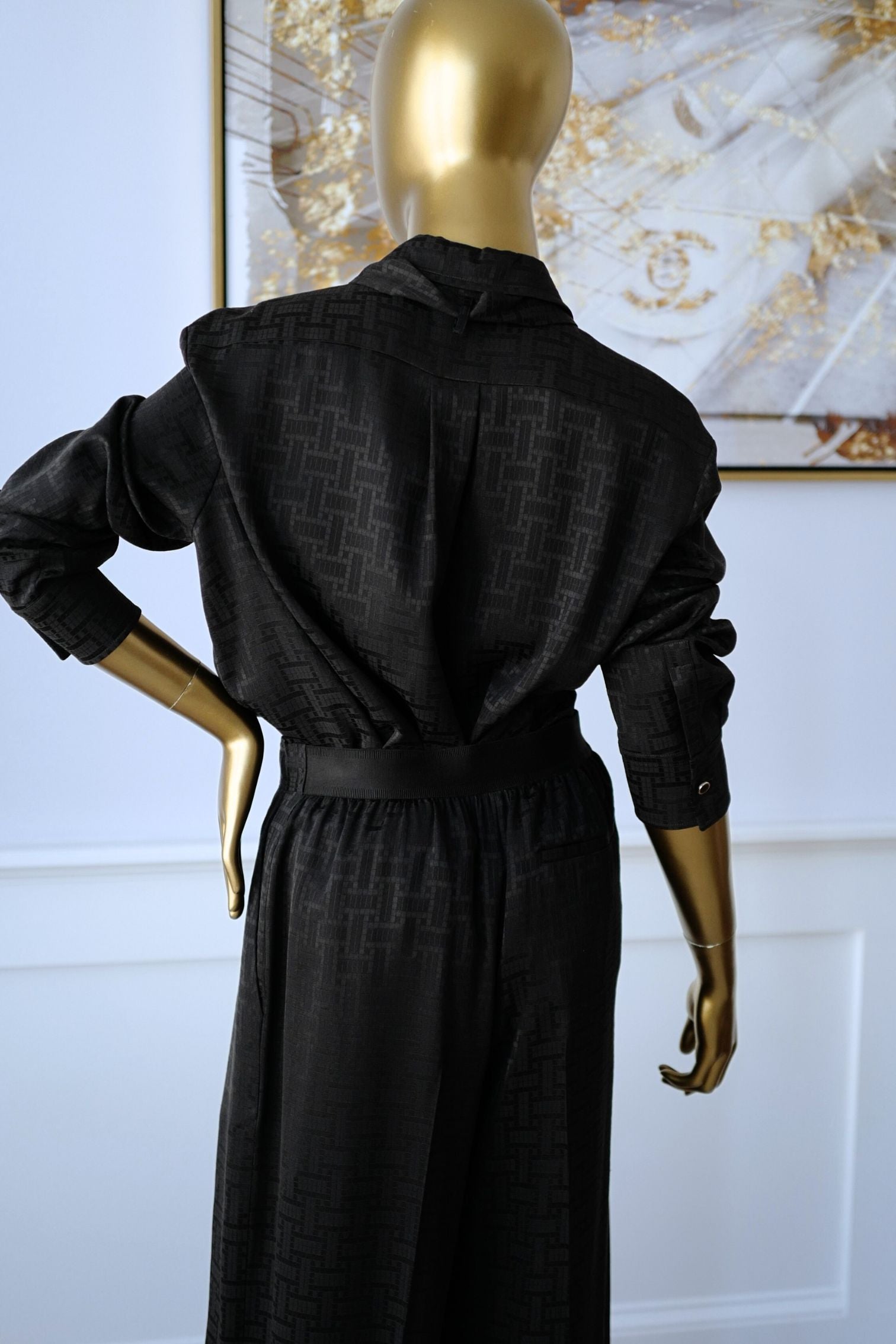 NEW Hermès Mosaïque Silk Jacquard Lavallière Black Masculine Shirt Size 36