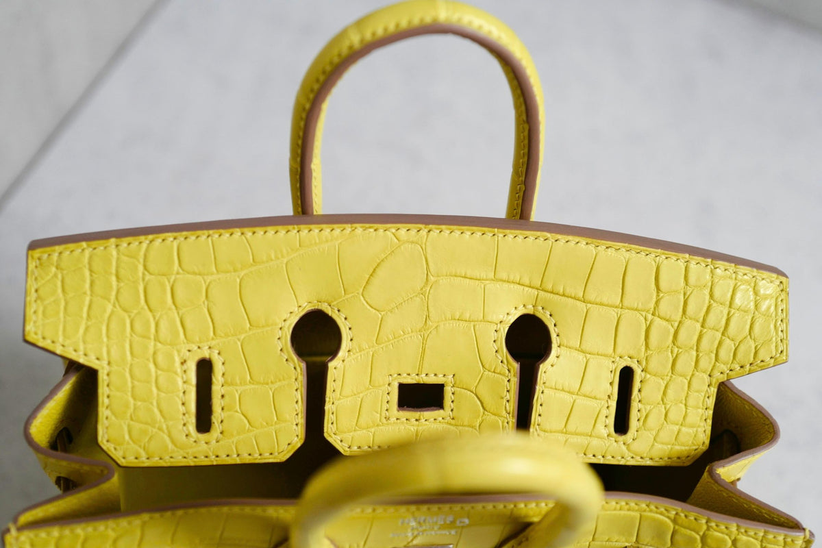 NEW Hermes Birkin 20 Lime Matte Alligator Sellier PHW W Stamp Limited Edition