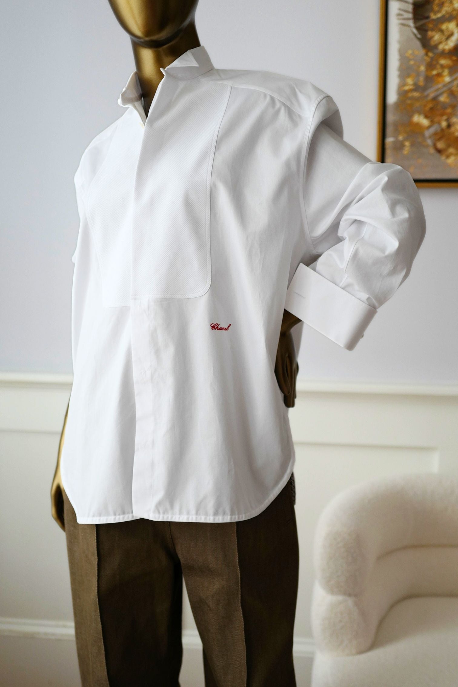 New Arrival Chanel 26S Long Sleeved Shirt Matthieu Blazy White Cotton Size 36