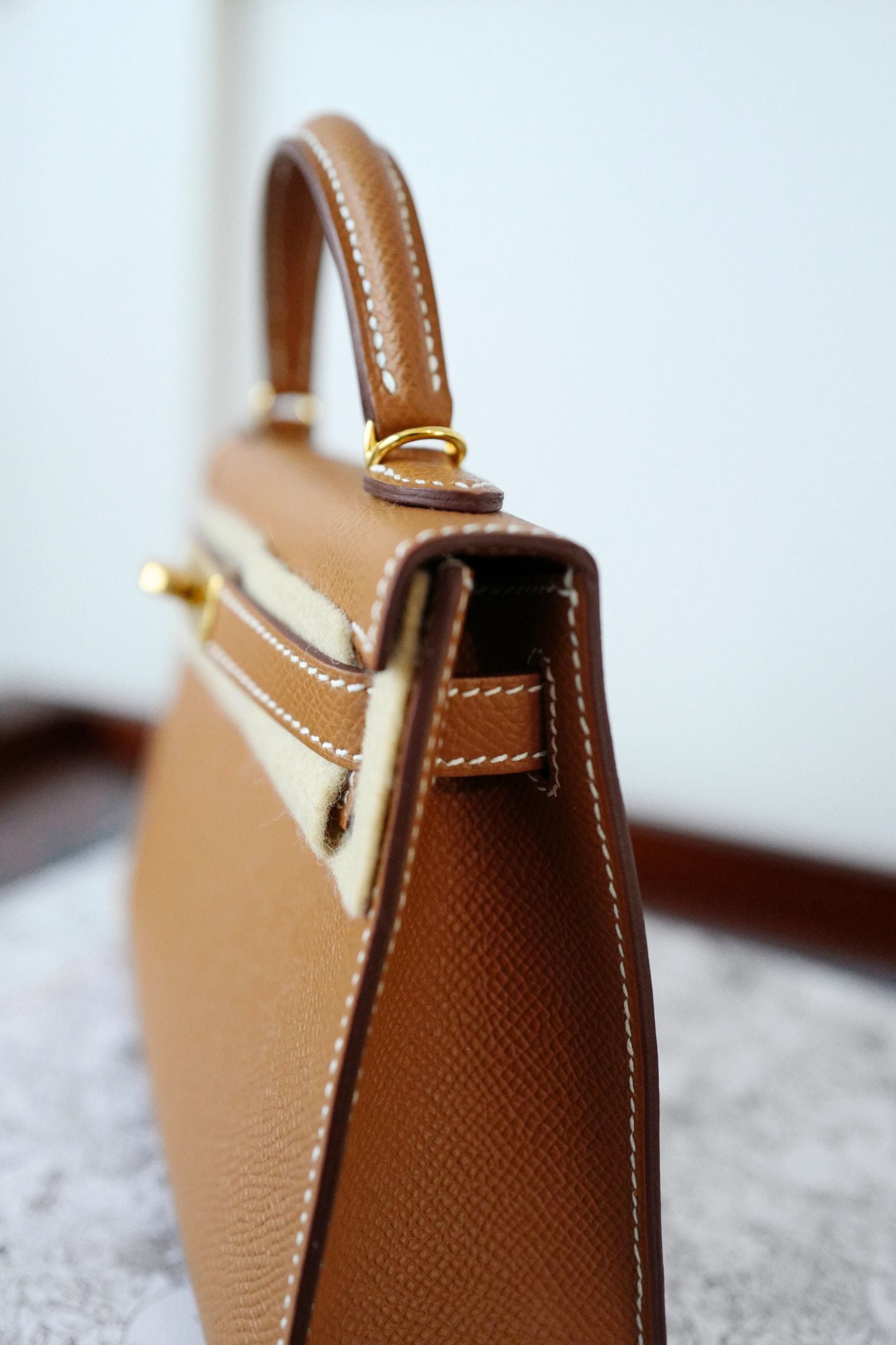 NEW Hermes Mini Kelly Gold Epsom Calfskin Gold Hardware