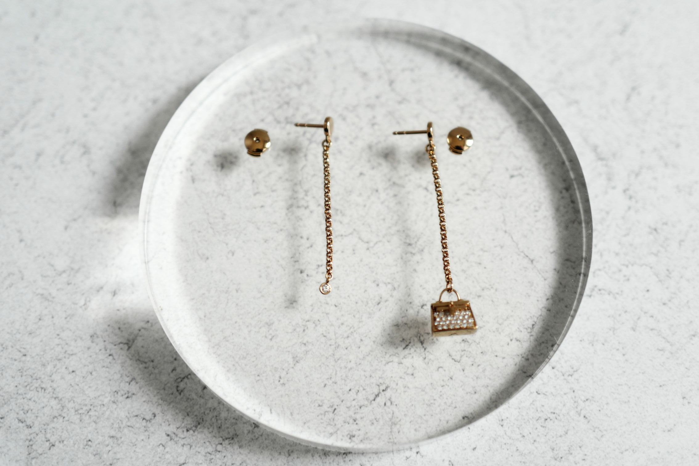 Hermes 18K Chaine Amulette Kelly Diamonds Rose Gold Ear Studs Earrings BNIB $10K