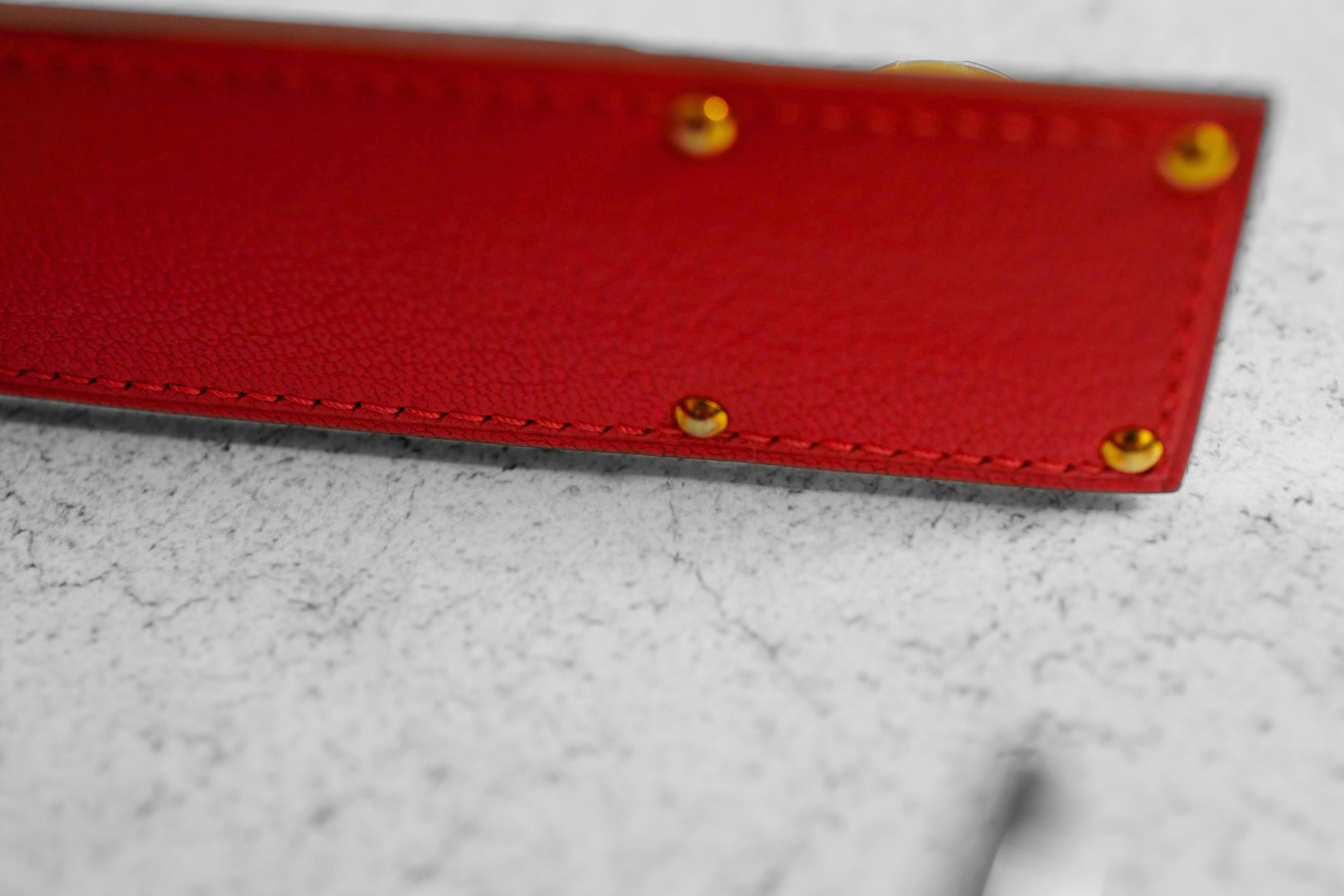 Hermès Clutch Sanglons Rouge de Cœur Chamkila Goatskin Gold Hardware