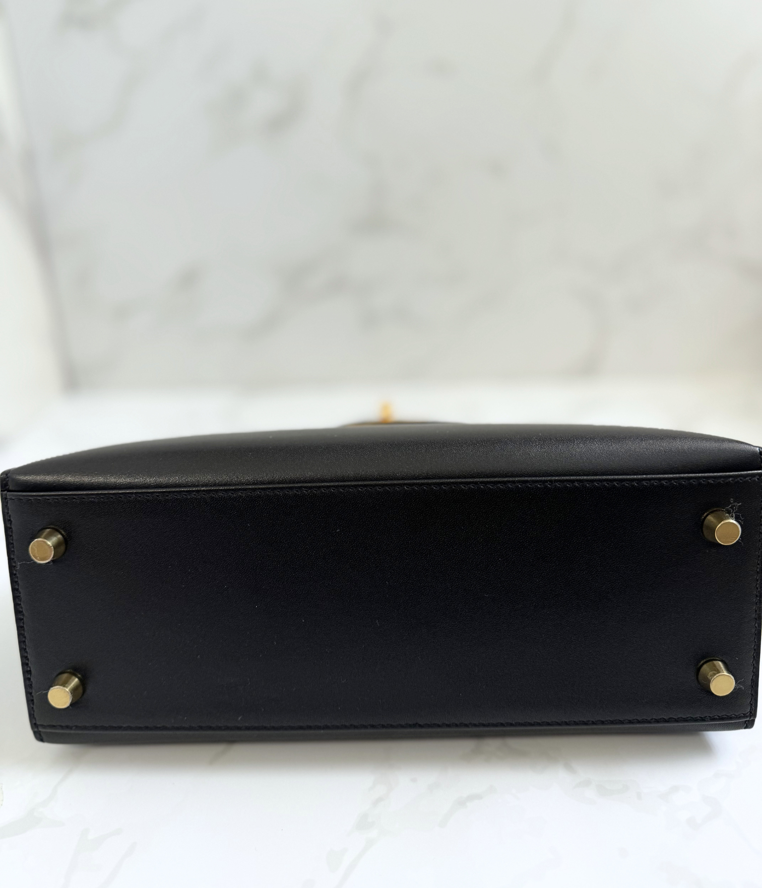 Hermes Kelly 25 Black Tadelakh Sellier Gold HW Complete Original Receipt NEW