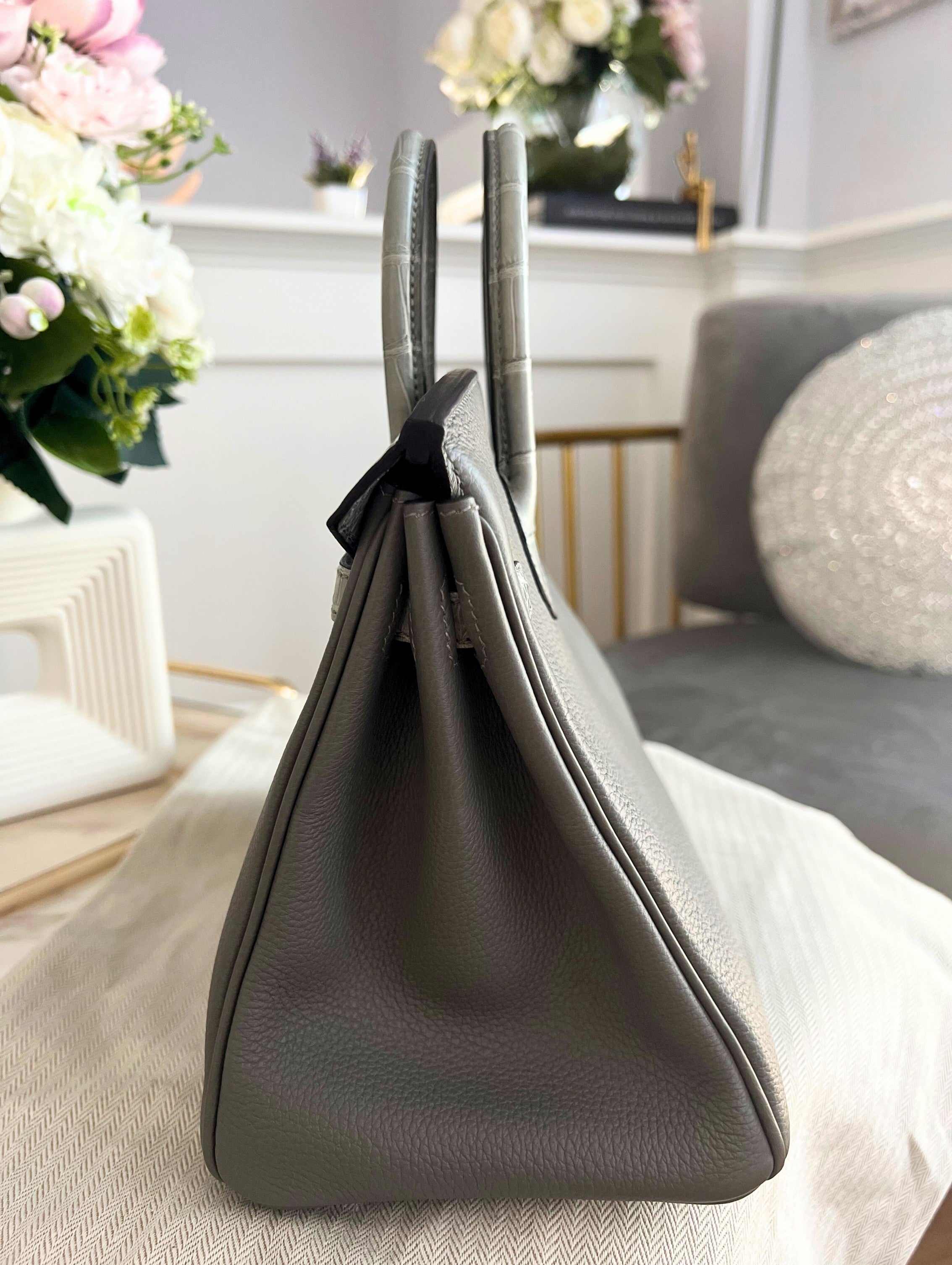 NEW Hermes Birkin 25 Touch Gris Meyer Palladium Hardware B Stamp 2023