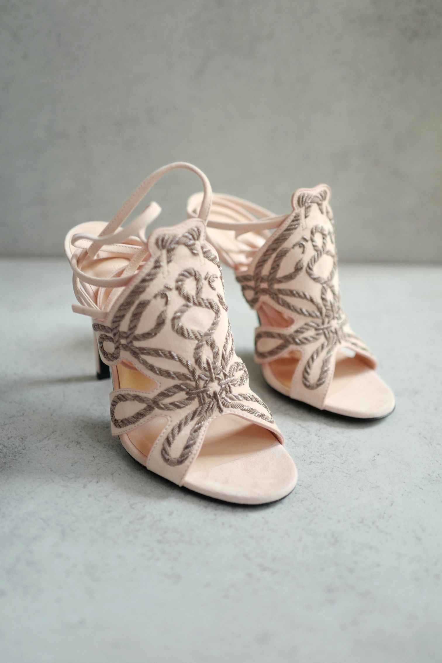BNIB Hermes Mythic 105 Sandal Rose Palomino Suede High Heels Size 38