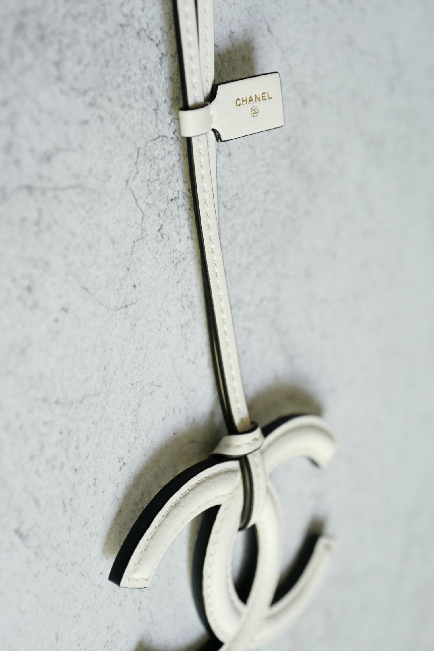 Chanel 26S Mini Bag Charm White Lambskin Leather