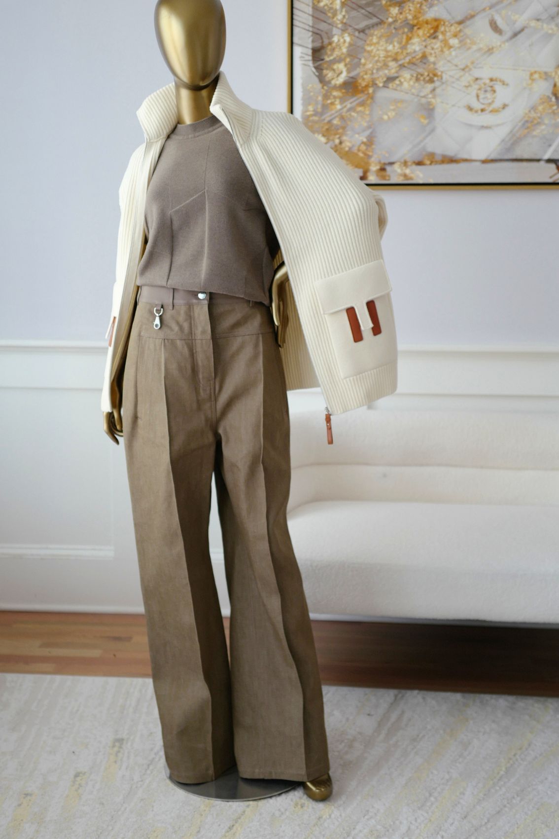 Hermès Blousson Cardigan Blanc Naturel Wool Knit Size 38