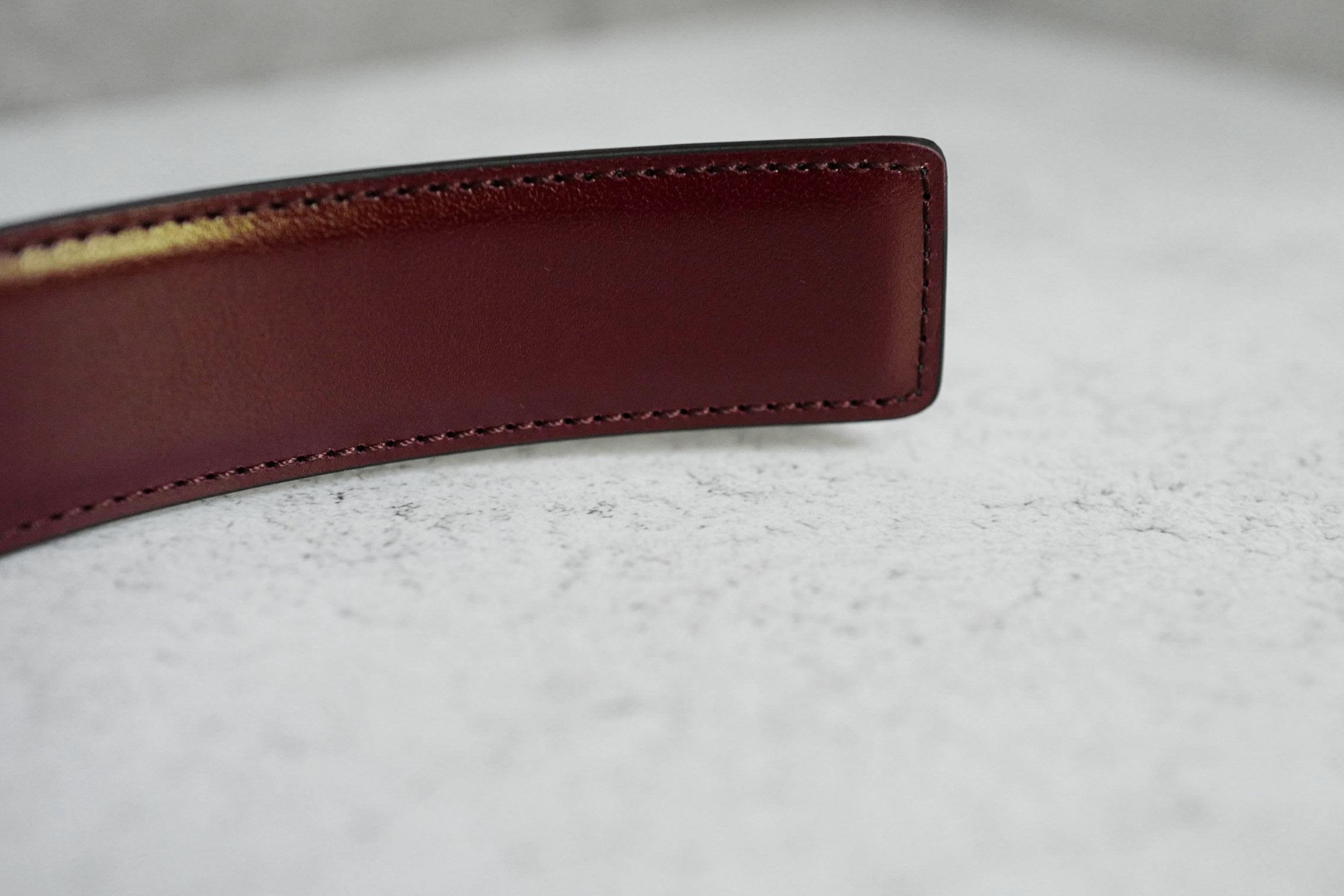 Chanel CC Reversible Belt Black Burgundy Silver Calfskin Metal Size 85