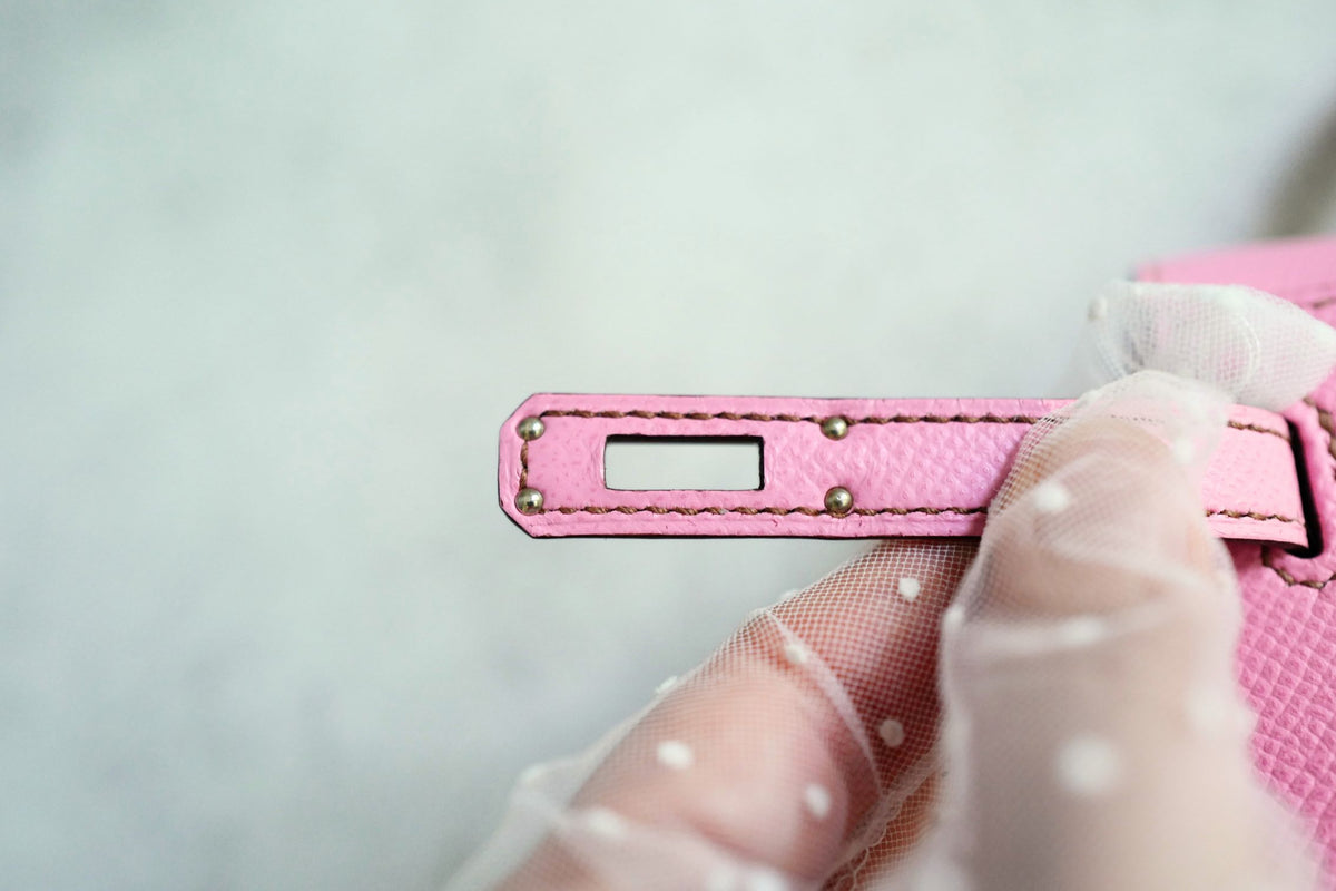 Hermes Mini Kelly 5P Bubblegum Pink Epsom Leather Palladium Hardware