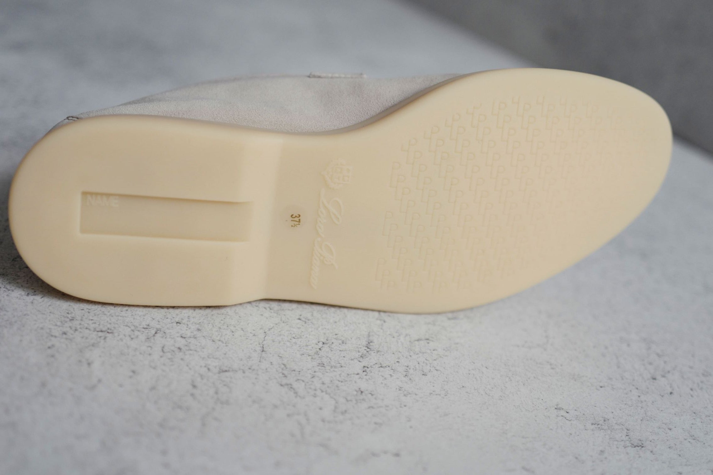 Loro Piana Summer Charm Walk Loafer Pearl Powder Suede Calfskin Size 37.5