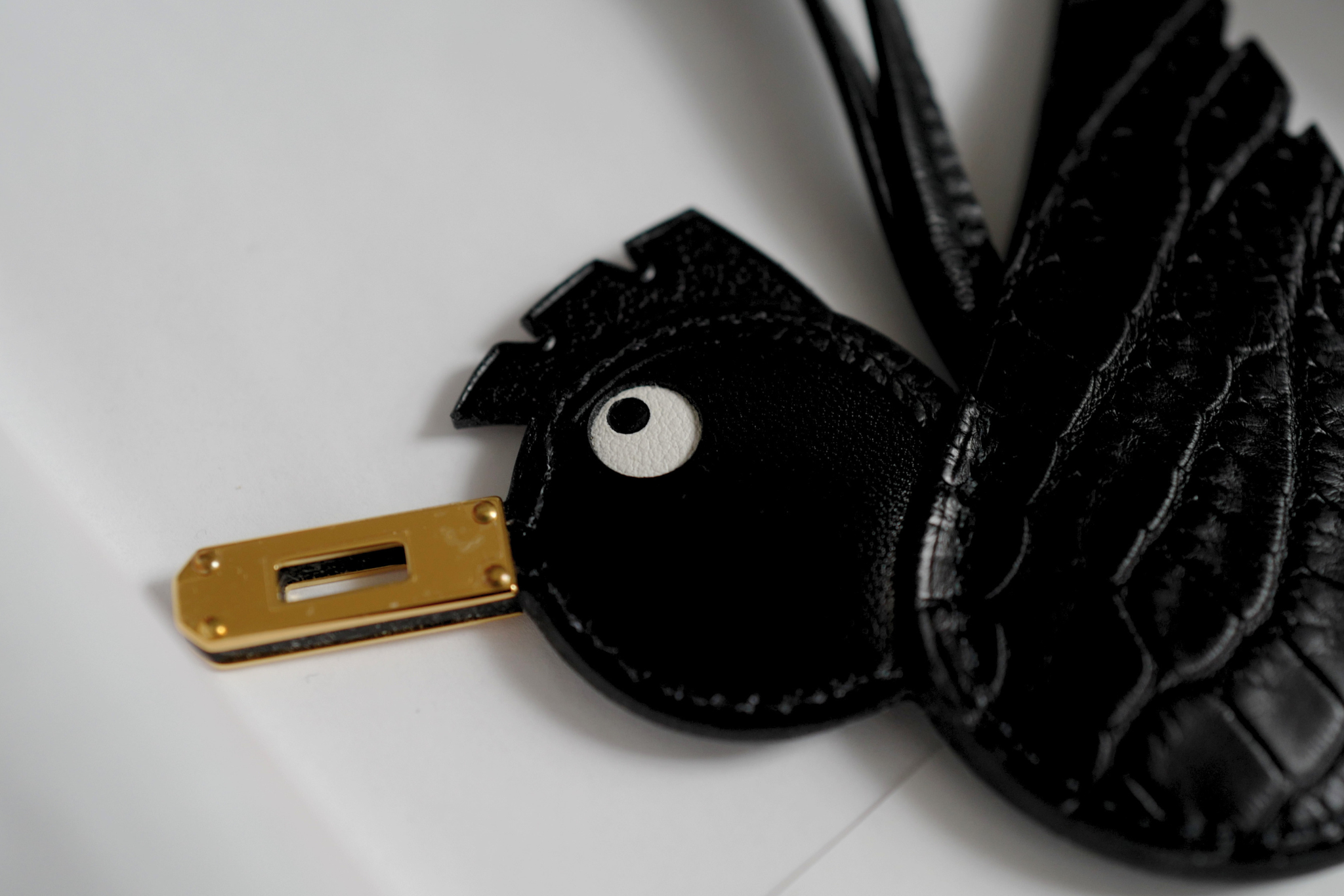 Hermès Birdy Charm Black Matte Alligator Epsom Calfskin Gold Hardware