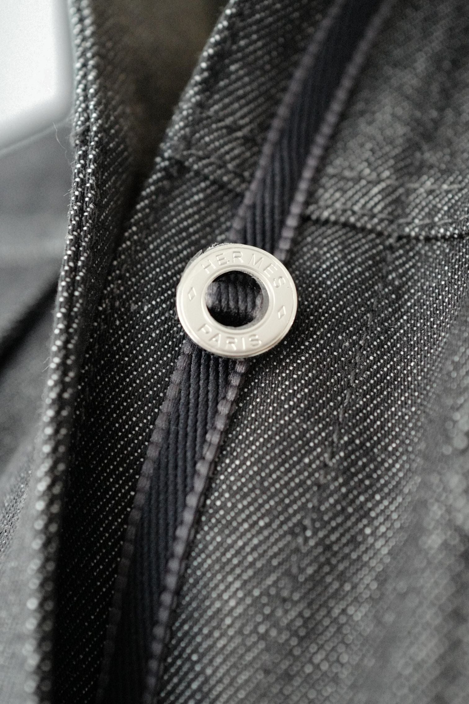 Hermès Sleeveless Vest Jacket Natural Pigment Denim Gris Carbone Size 38