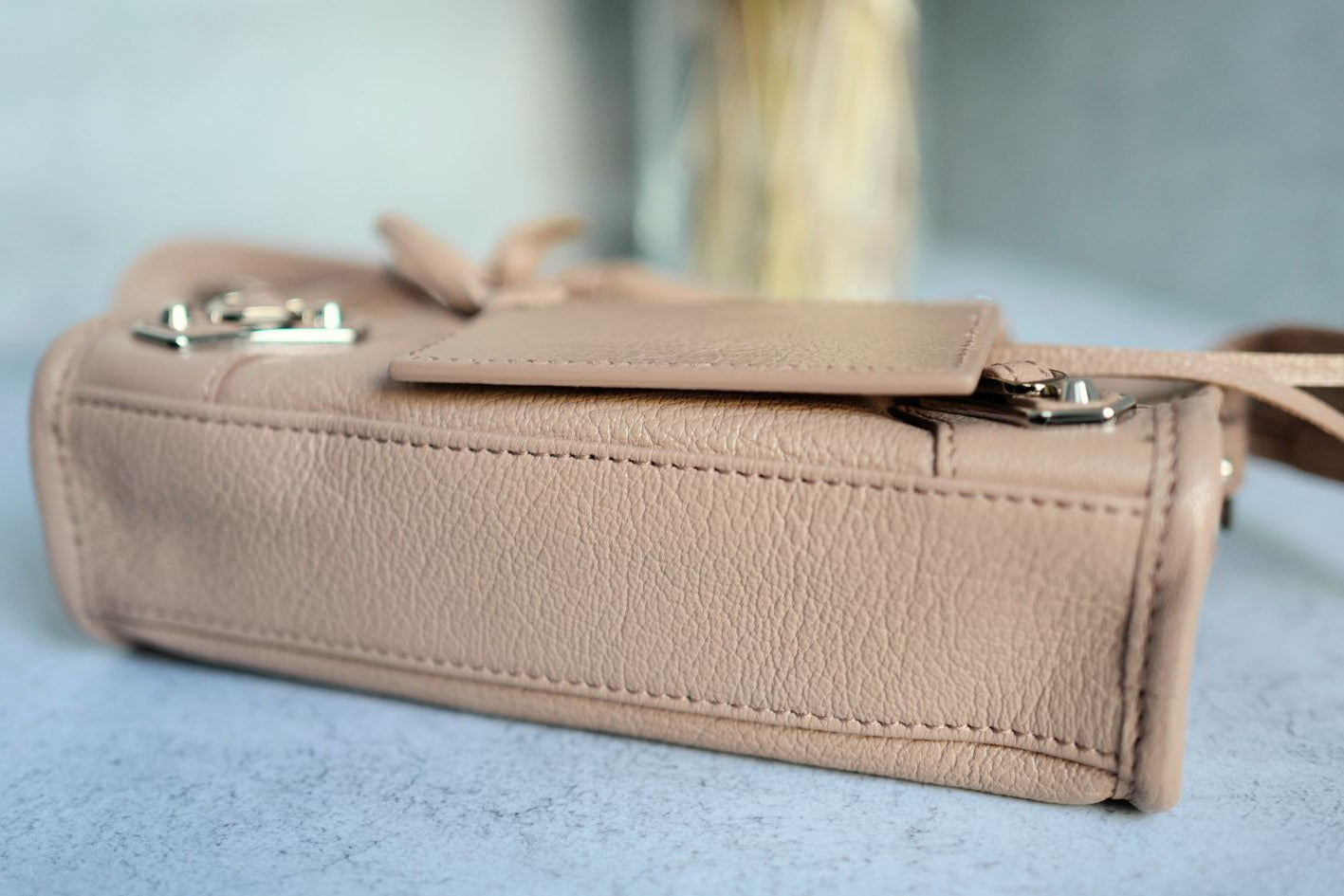 Balenciaga Nano City In Rose Sable Beige Nude Color With Metalic Edge