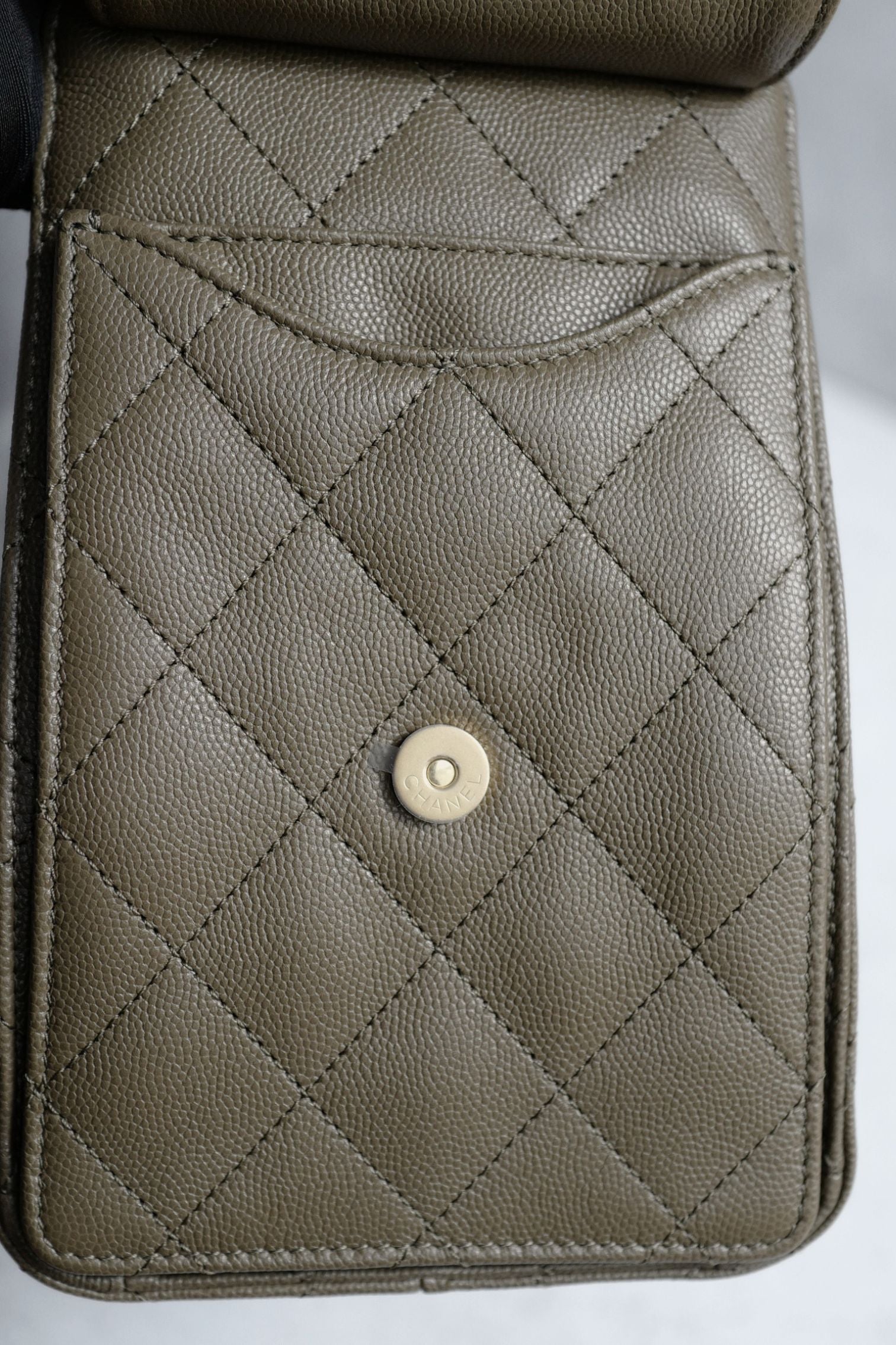 Chanel 26s Small Hobo Dark Khaki Grained Calfskin Gold Hardware