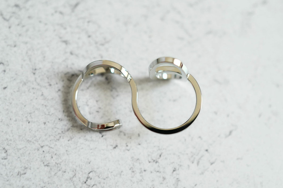 Hermès Chaine d'ancre Contour Double Diamond Ring White Gold Size 53 18K