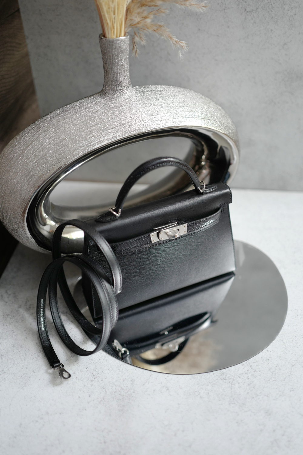 BNIB Hermes Mini Kelly Touch Veau Madame Lizard Black with Palladium HW