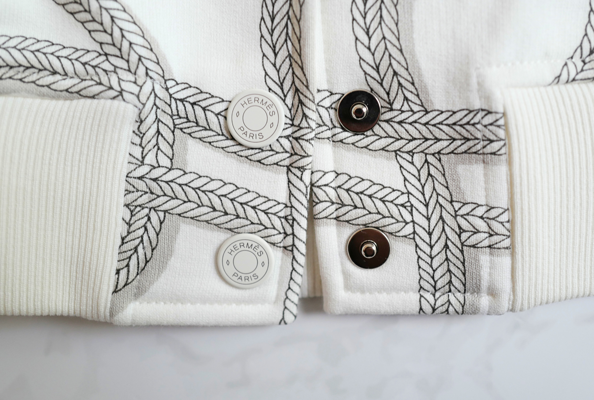 New Hermès Palefroi Remix Varsity Jacket Blanc Cassé White Size 34