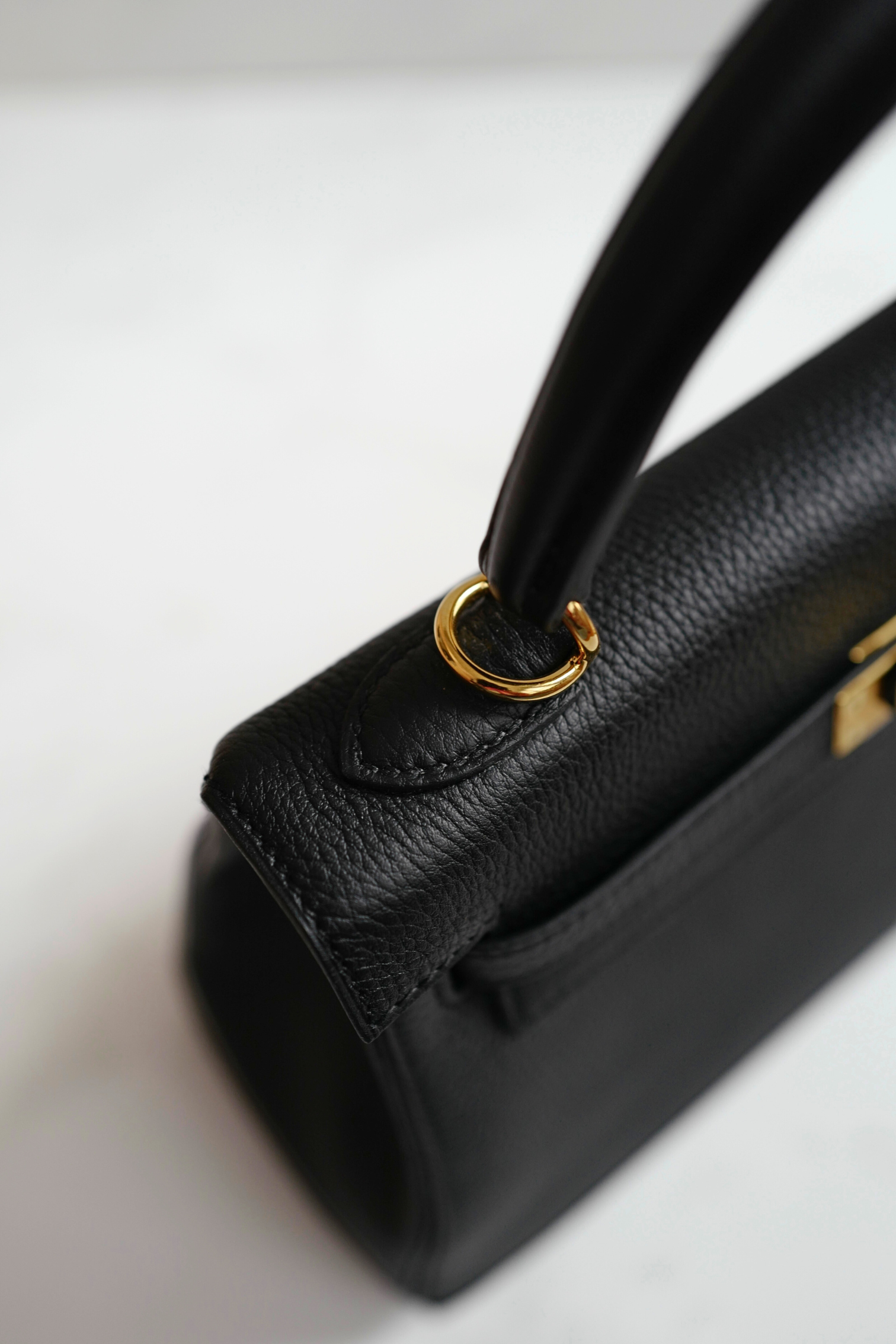 BNIB Hermes Kelly 25 Black Togo Retourne Gold HW W 2024 Complete With Receipt