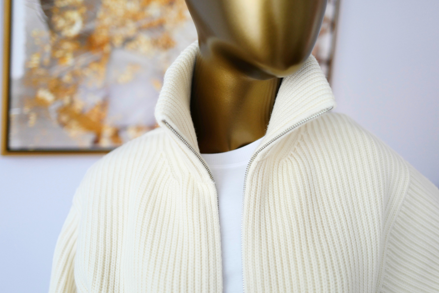 New Hermes Blouson Details Cuir cardigan Virgin Wool size 36