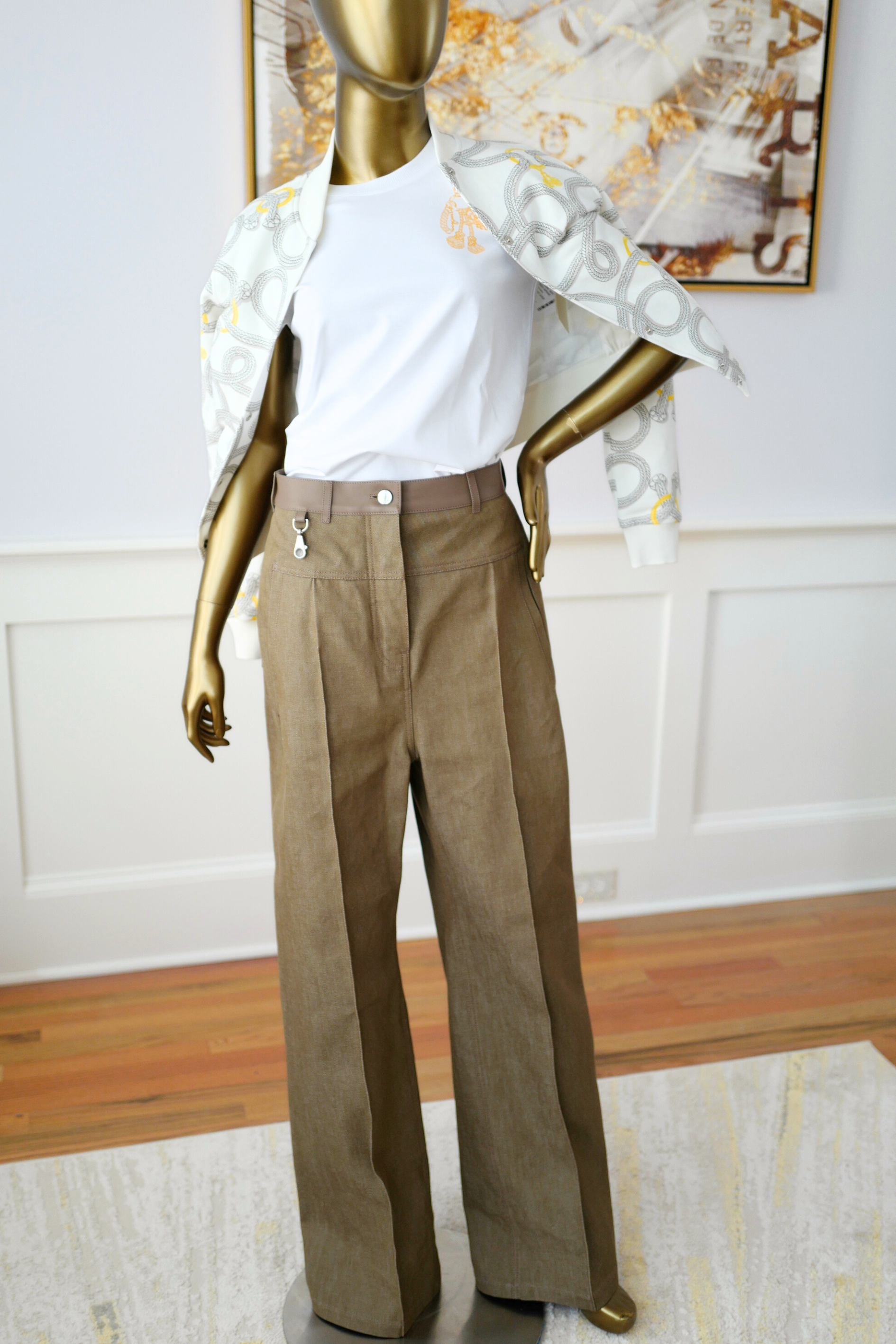 New Hermès Palefroi Remix Varsity Jacket Blanc Cassé White Size 34