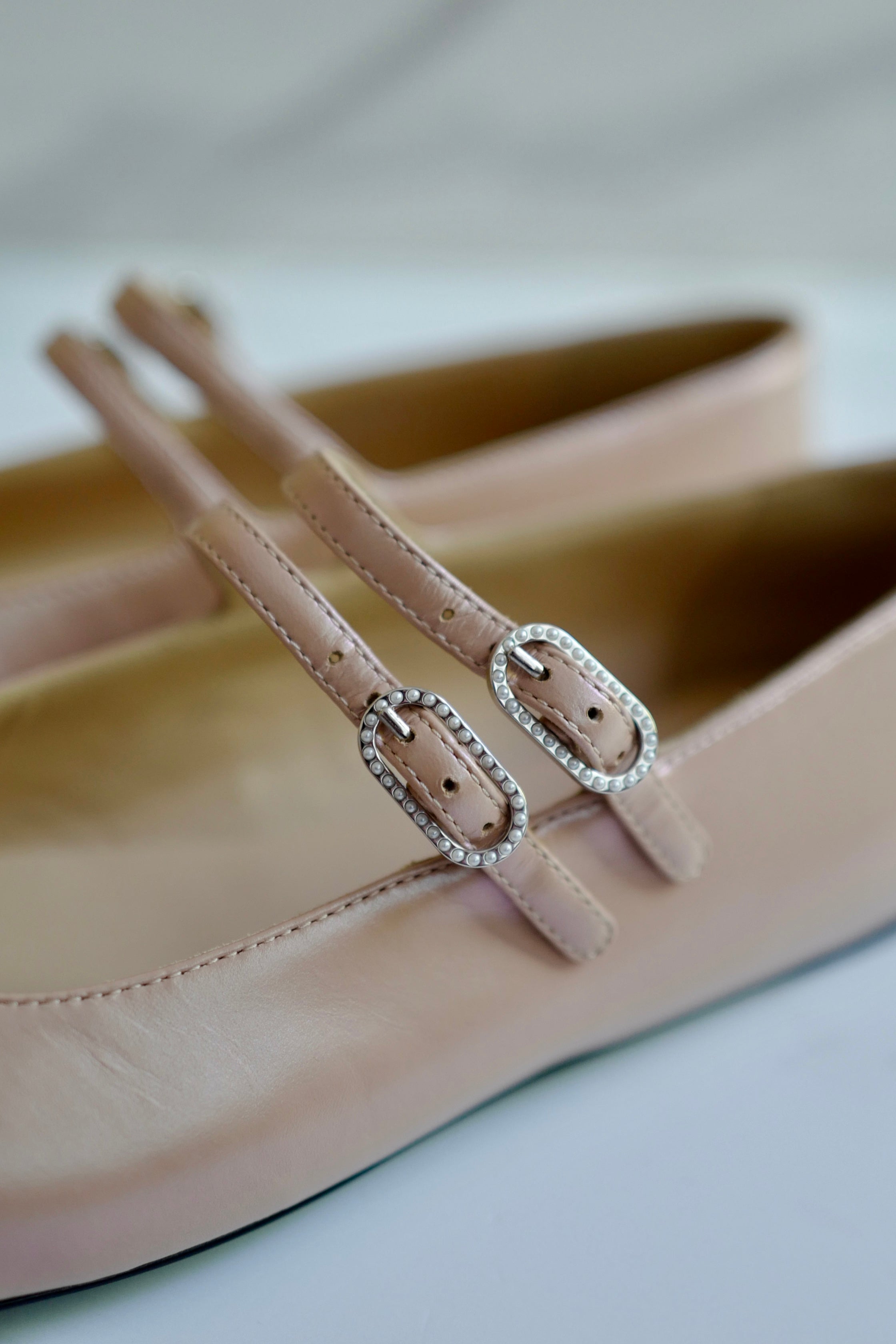 Chanel Lambskin Leather Mary Janes Flats Beige & Black With Straps Size 39