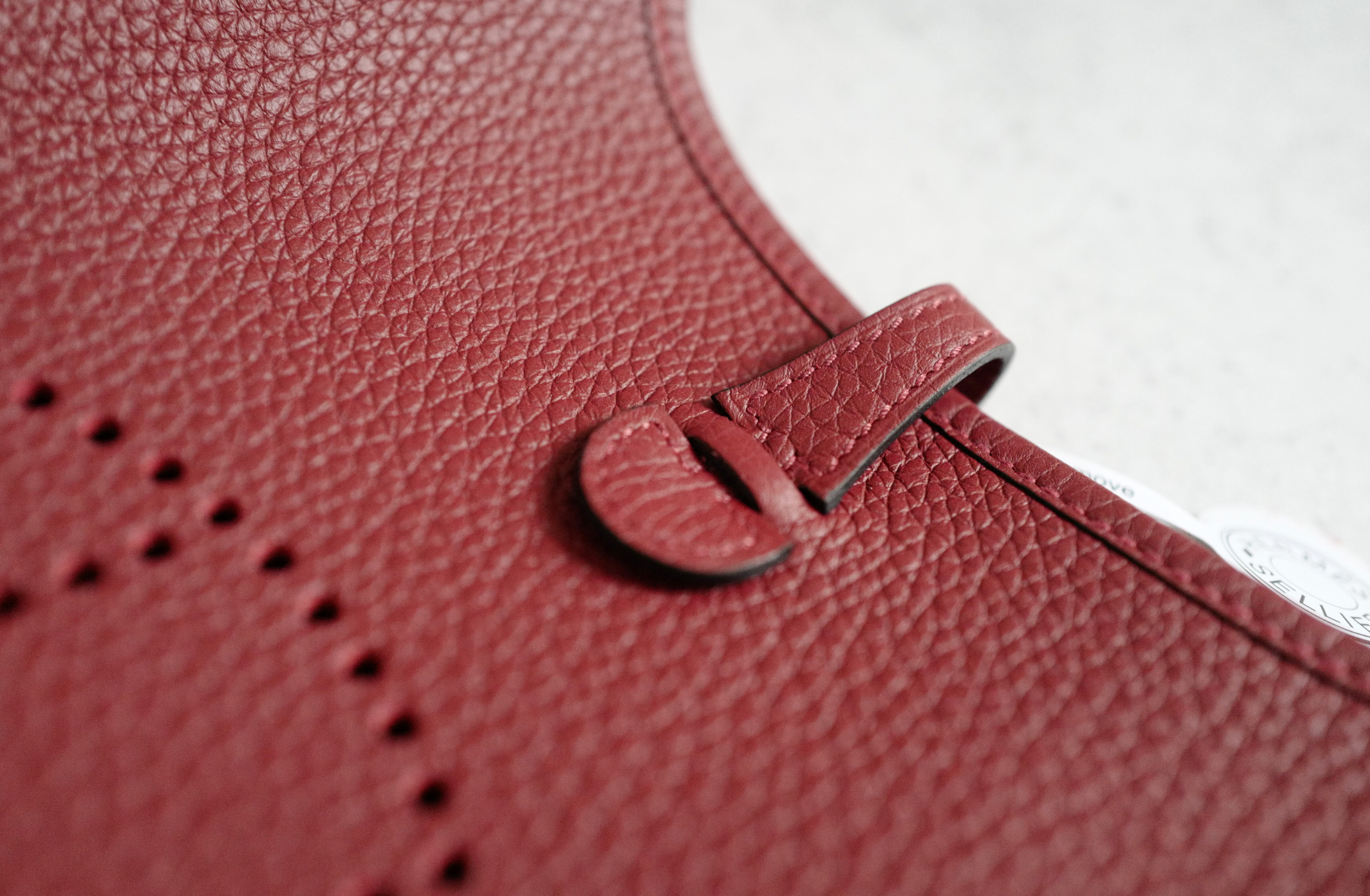 Hermès Mini Evelyne TPM Bag in Rouge H Clemence Leather with Gold Hardware